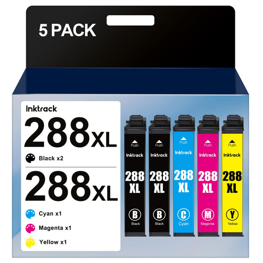 288XL Ink Cartridges 5 Pack Replacement for Epson 288 XL T288 T288XL Ink Cartridges Combo Pack to use for Expression Home XP-440 XP-330 XP-340 XP-430 XP-434 Printer(2 Black,1 Cyan,1 Magenta,1 Yellow)