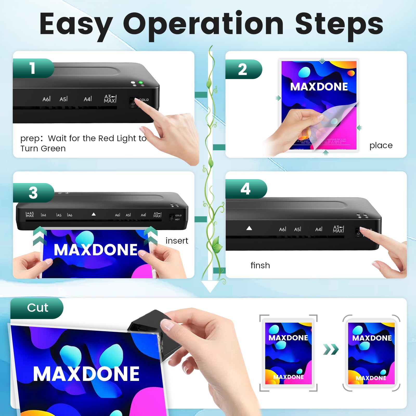 Laminator Machine 11x17 Laminator - 13 Inch Cold Thermal Laminators Machine with Laminating Sheets, A3 Personal Laminators for Teachers, Laminating Machine 90s Warm-Up No Jam for Home Office School