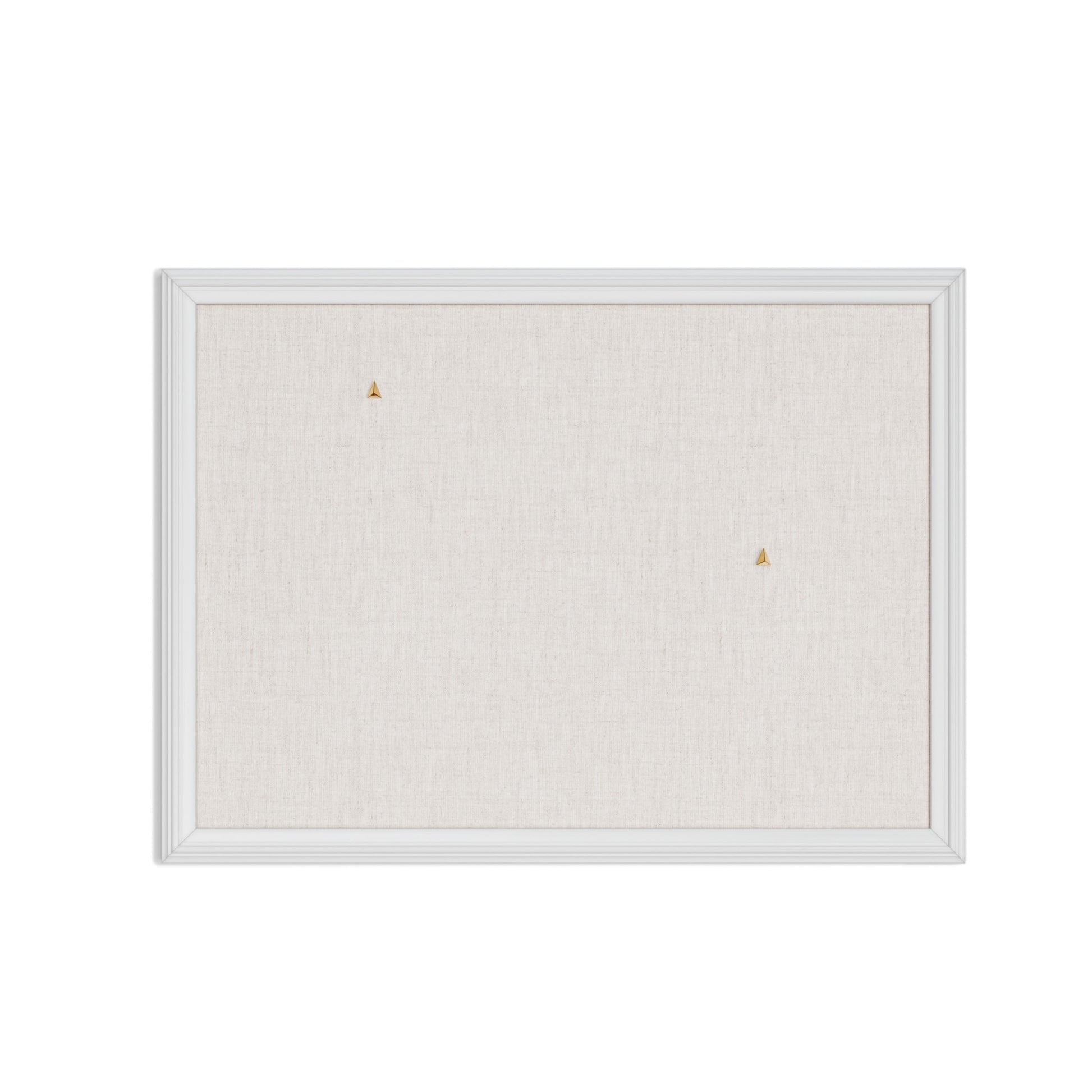 U Brands Farmhouse Linen Bulletin Board, 30"x20", White Wood Style Frame, Includes Push Pins