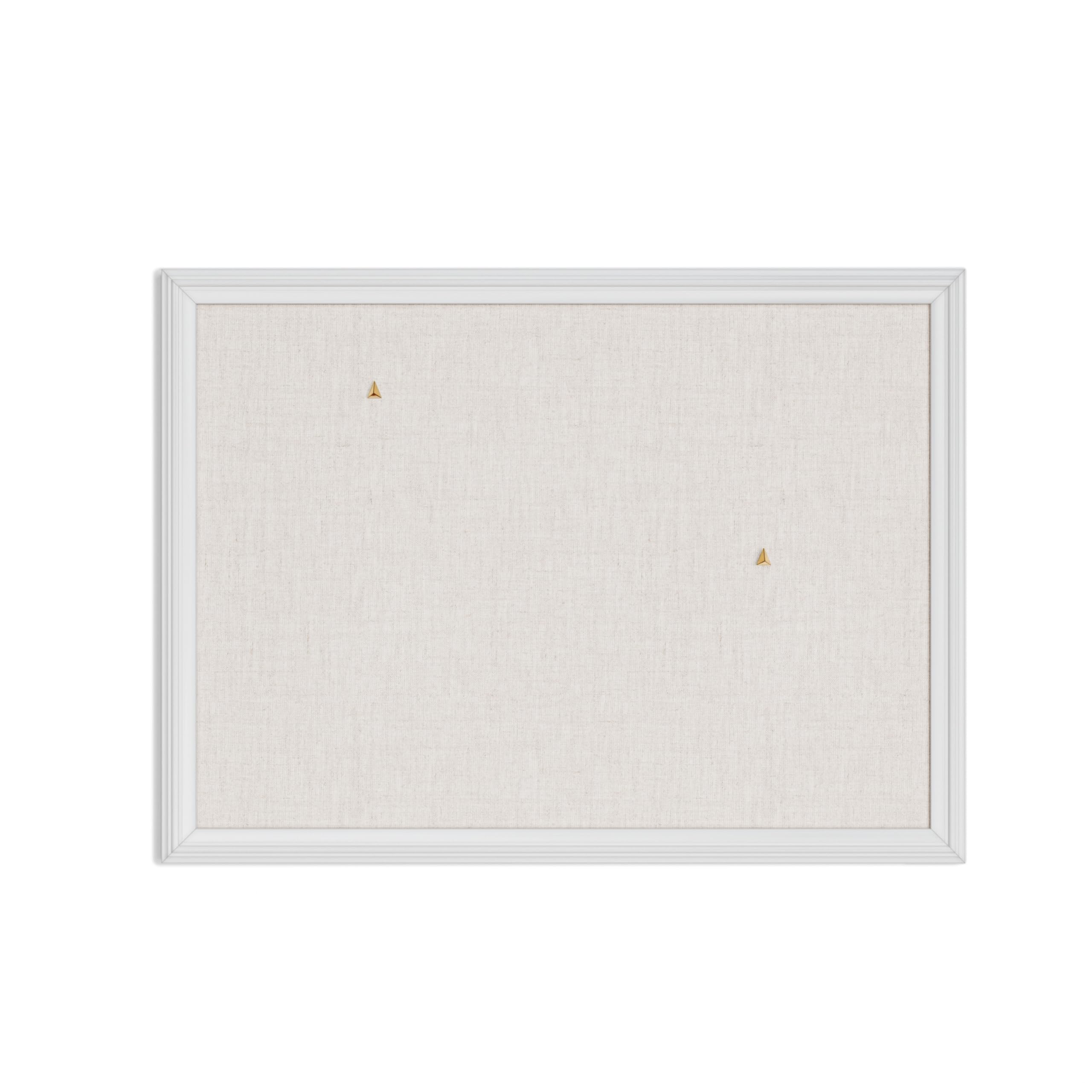 U Brands Farmhouse Linen Bulletin Board, 30"x20", White Wood Style Frame, Includes Push Pins