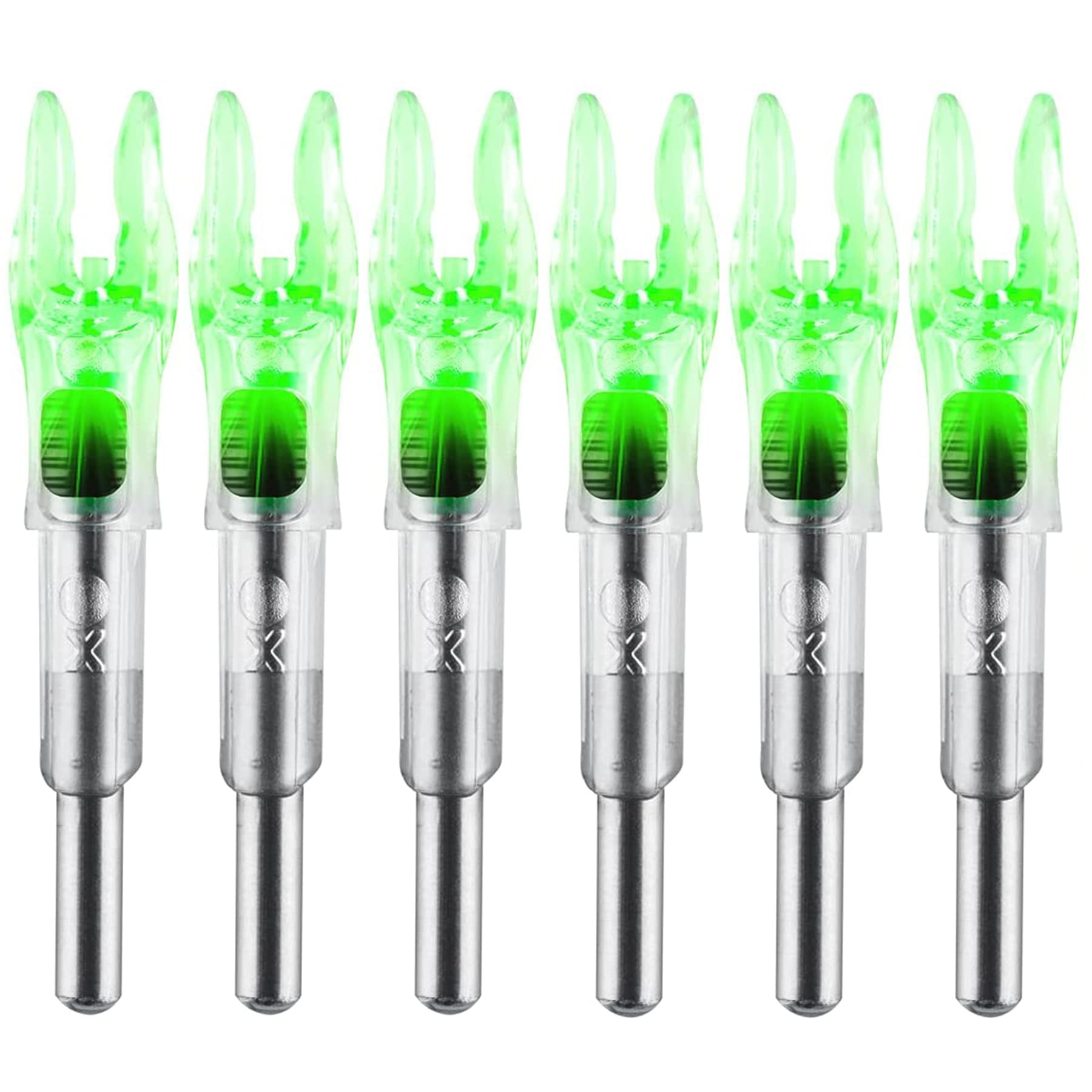 KEAUP 6PCS X Lighted Nocks for Arrows with .204 .233 .244 .246 Inside Diameter with H, S, GT Bushings High-Visibility DEEPOWER LED Arrow Nocks, ON/Off Switch Included