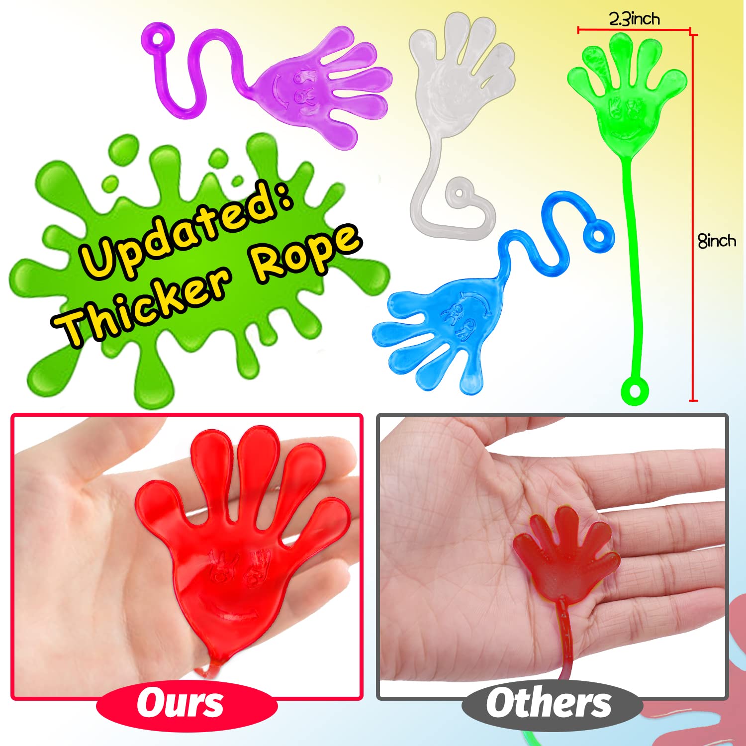 40 Pcs Sticky Hands For Kids Party Favor Goodie Bag Stuffer Stretchy Treasure Box Toy Exchange Classroom Prize Bulk Toy Pinata Filler School Gift Bag Small Favors Slap Hand Christmas Party Supplies