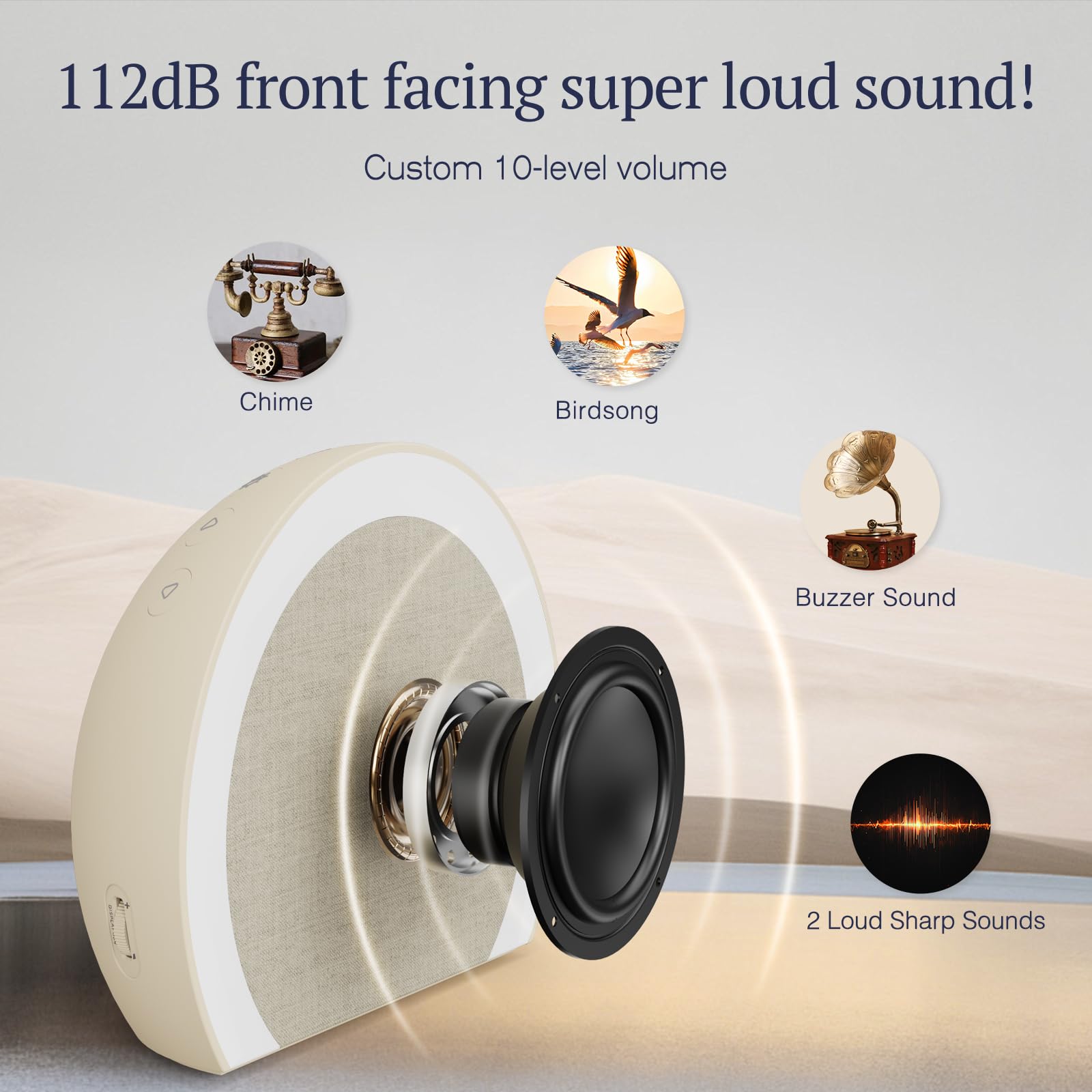 ANJANK Loud Alarm Clock with Wireless Bed Shaker, Vibrating Dual Alarm with Light Wake Up for Heavy Sleepers & Hearing Impaired, 9-Color Night Light, 5 Sounds, 0-100% Dimmer, USB Charger, Bedroom