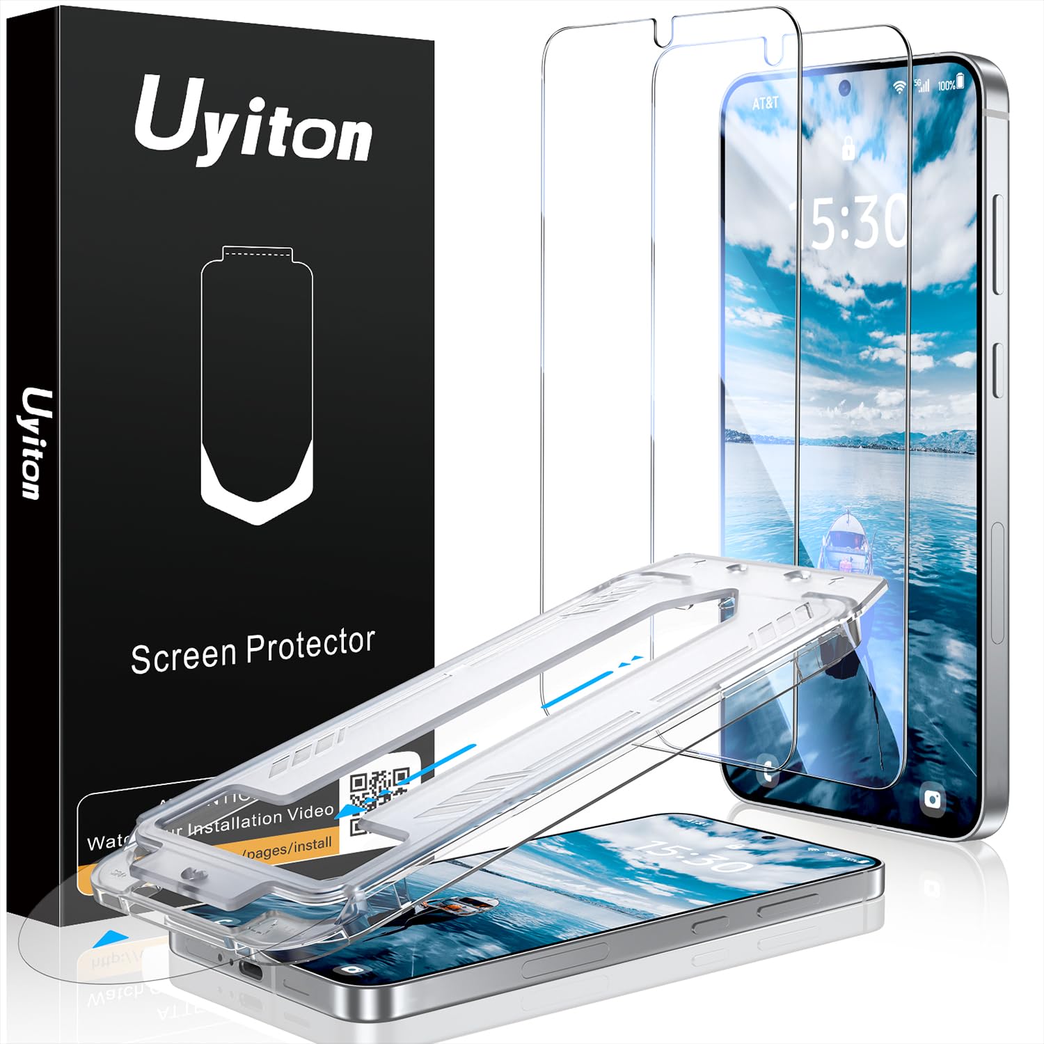 Uyiton UnBreak-Glass for Samsung Galaxy S24 Ultra Screen Protector, [Ultrasonic Fingerprint Support][Auto-Alignment Frame] Scratch-Resistant Bubble-Free S24 Ultra Screen Protector(6.8'' 5G), 2 Pack