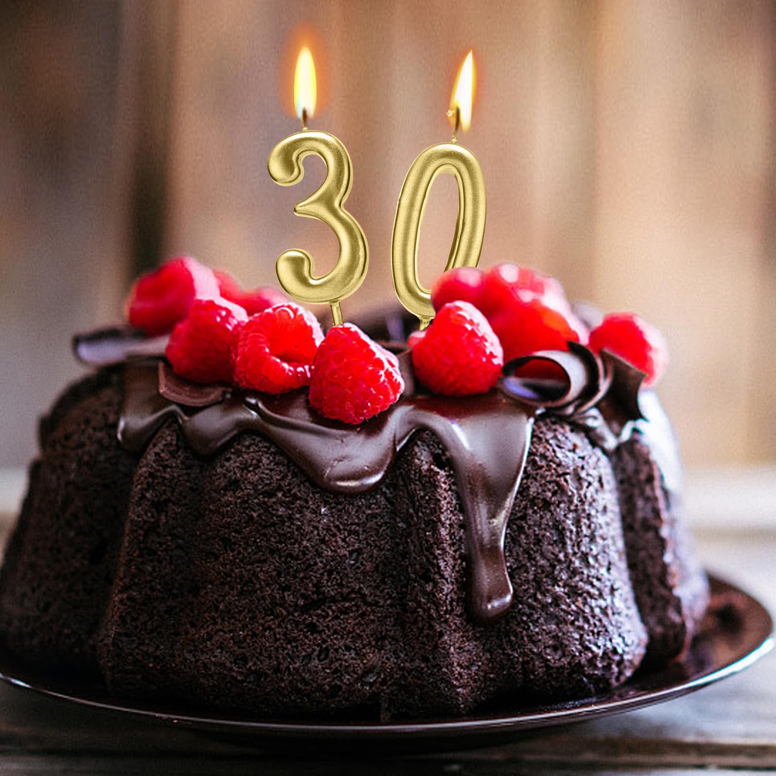 Beanlieve 10-Pieces Numeral Birthday Candles - Cake Numeric Candles Number 0 1 2 3 4 5 6 7 8 9,Used for Cake Decoration on Birthday Parties and Wedding Anniversary Celebrations(Champagne Gold)