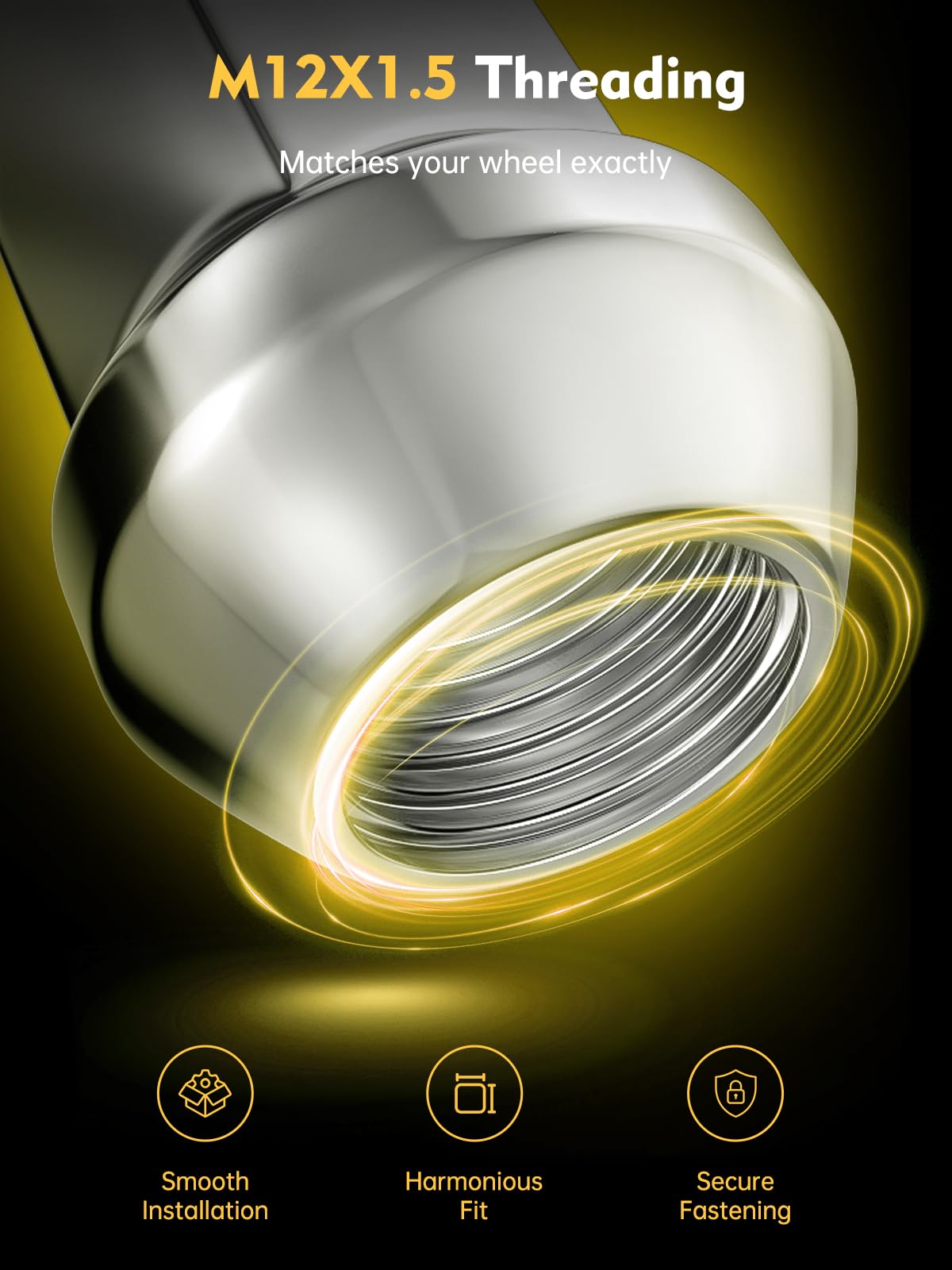 MIKKUPPA M12x1.5 Lug Nuts - Replacement for 2006-2020 Ford Fusion, 2000-2019 Focus, 2001-2023 Escape Aftermarket Wheel - 20pcs Chrome Closed End Lug Nut