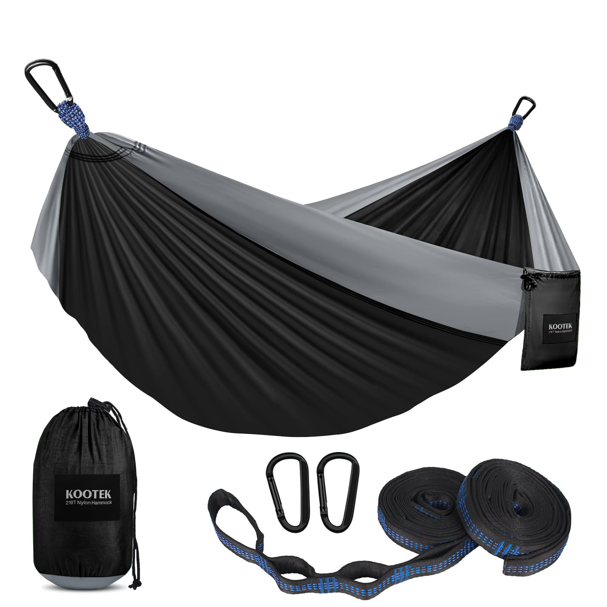 Kootek Camping-Hängematte, 227 kg Tragkraft, tragbare Hängematte mit Baumgurten und integriertem Tragebeutel, Camping-Essentials, perfekt für den Außen- und Innenbereich, Wandern, Strand, Rucksackreisen