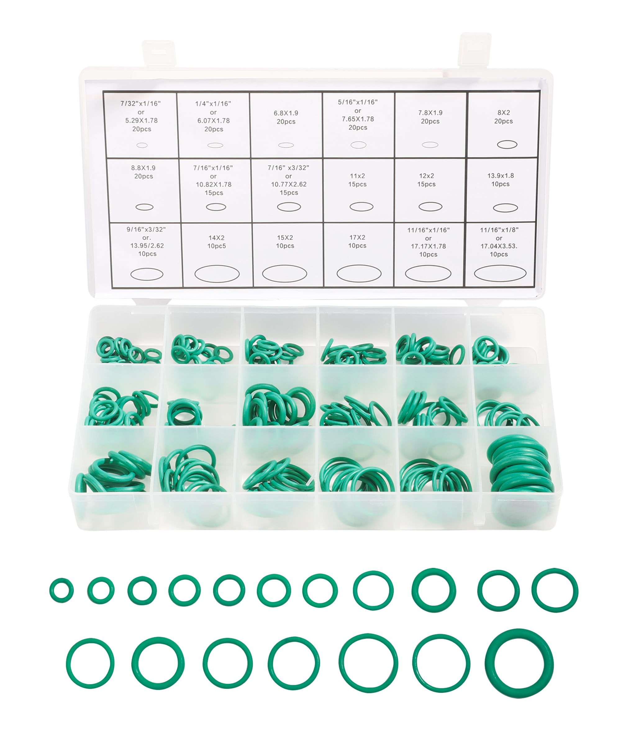 270 Pieces Seal Gasket Washer,O Ring Assortment Set Kit,Car Air Conditioning AC O Ring Kit,Sealing ORings Gasket Assortment Set,Rubber Washer Orings for A/C Professional Plumbing