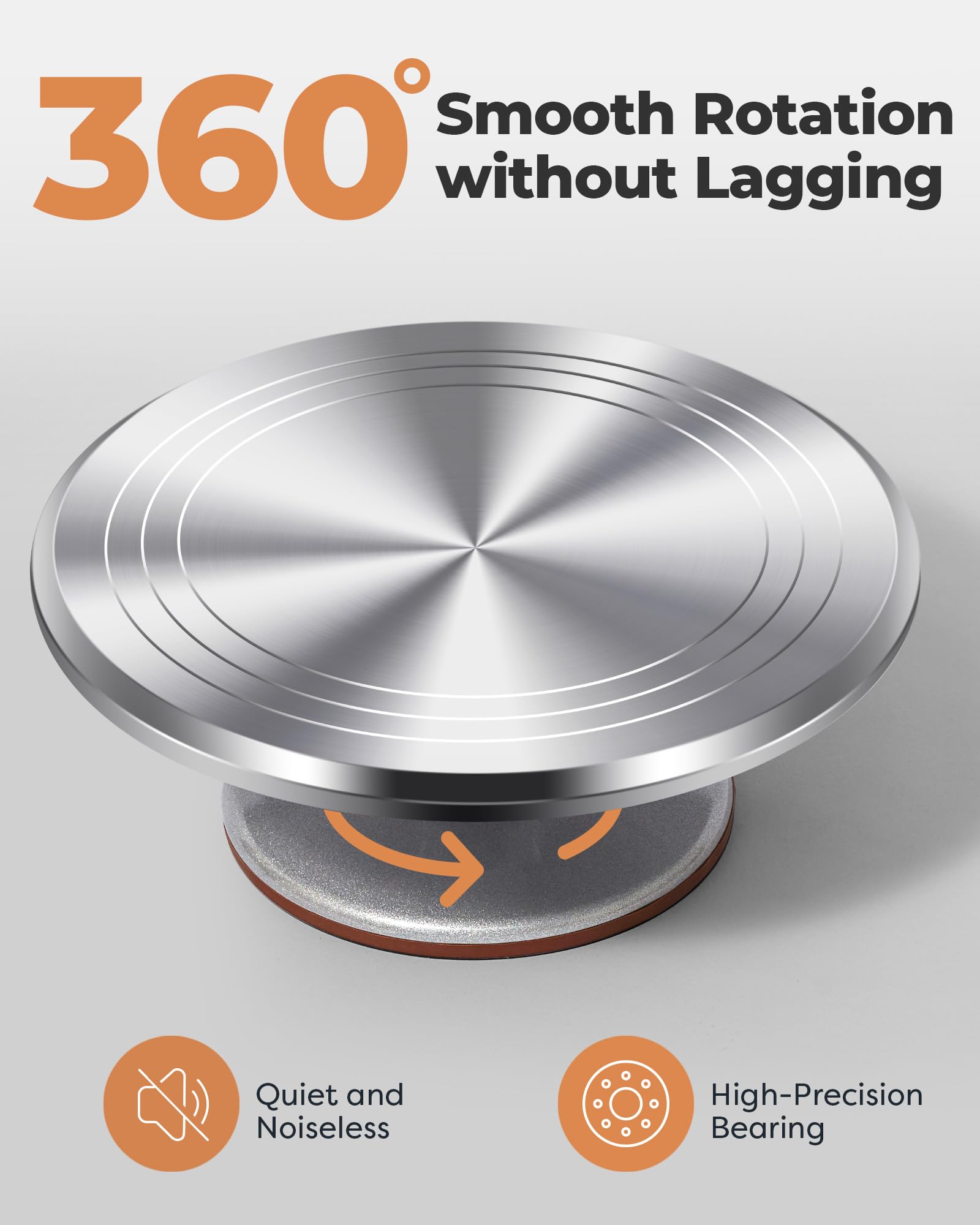 Kootek Aluminium Cake Turntable Set, Baking Tools with Revolving 12" Cake Stand for Decorating, 12.7" Offset Spatula, 3 Stainless Steel Frosting Icing Smoother, Cake Serve Cake Decorating Kit Supplies