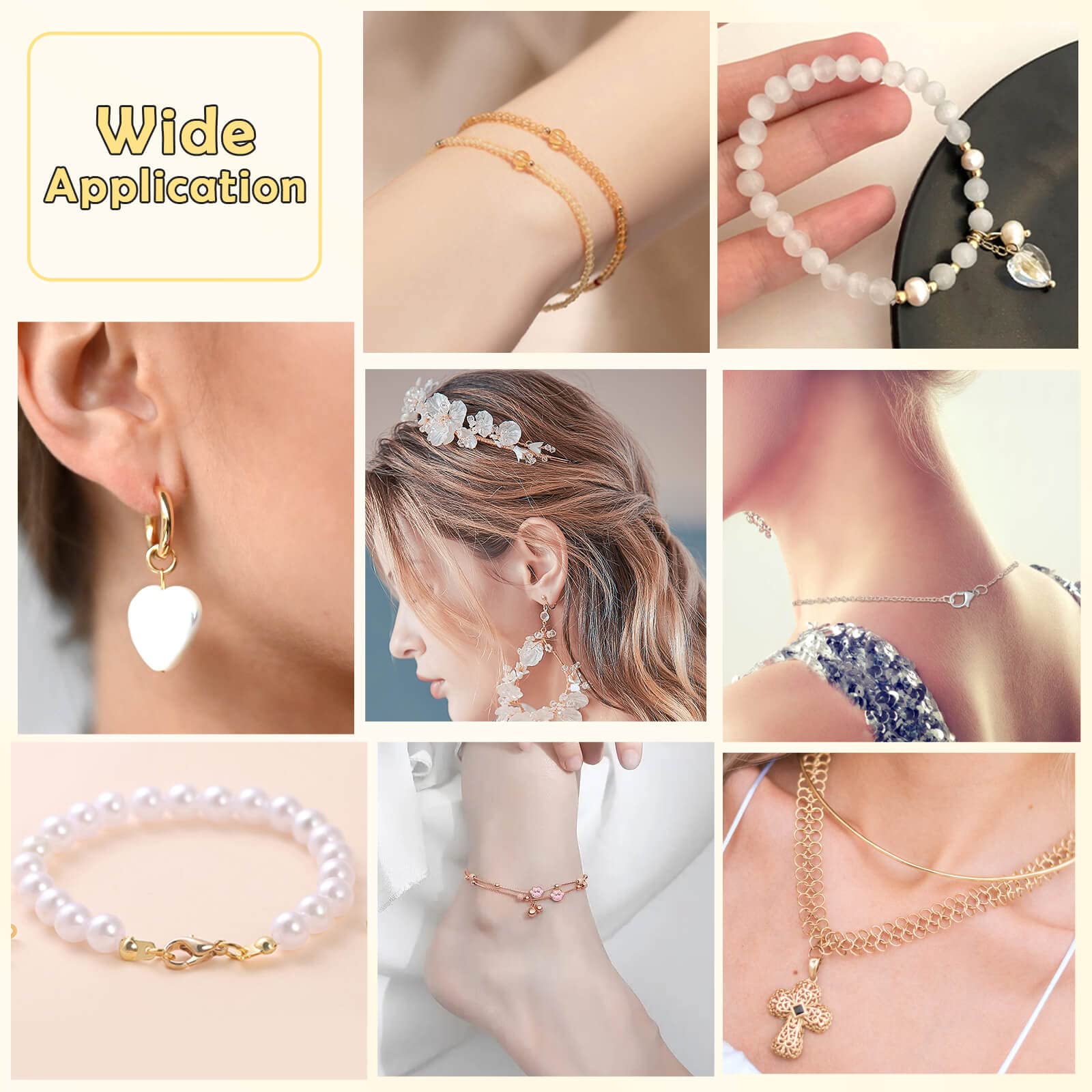 1200 Pcs Crimp Beads Kit for Jewelry Making, Acejoz Crimp Beads, Crimp Covers, Crimp Tubes and Wire Guardians, Lobster Clasps, Jump Rings, Crimping Pliers and Beading Wire for Jewelry Making