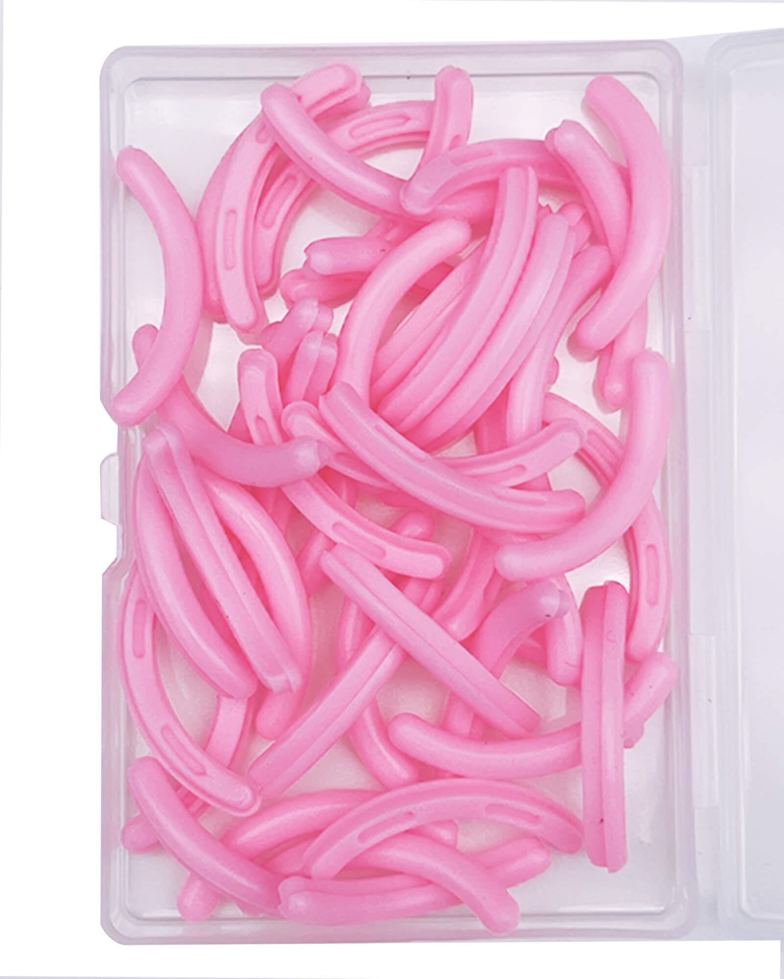 Jeufond 80 pcs Eyelash Curler Refills, Eyelash Curler Pads, Silicone Rubber Universal Eye lash Curler Replacement Refills with Clear Storage Box (Pink)