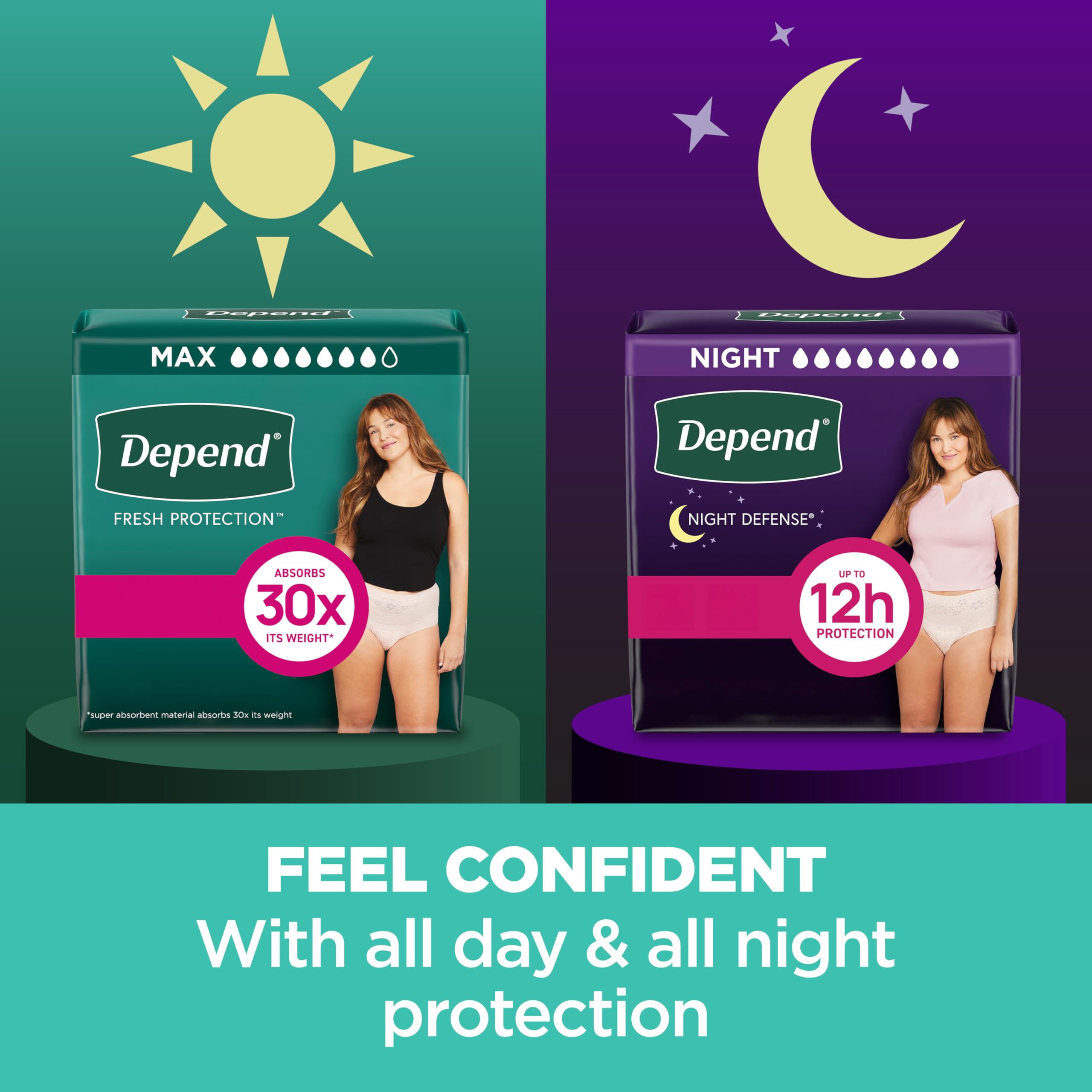 Depend Fresh Protection Adult Incontinence & Postpartum Bladder Leak Underwear for Women, Disposable, Maximum, Large, Blush, 72 Count (2 Packs of 36), Packaging May Vary