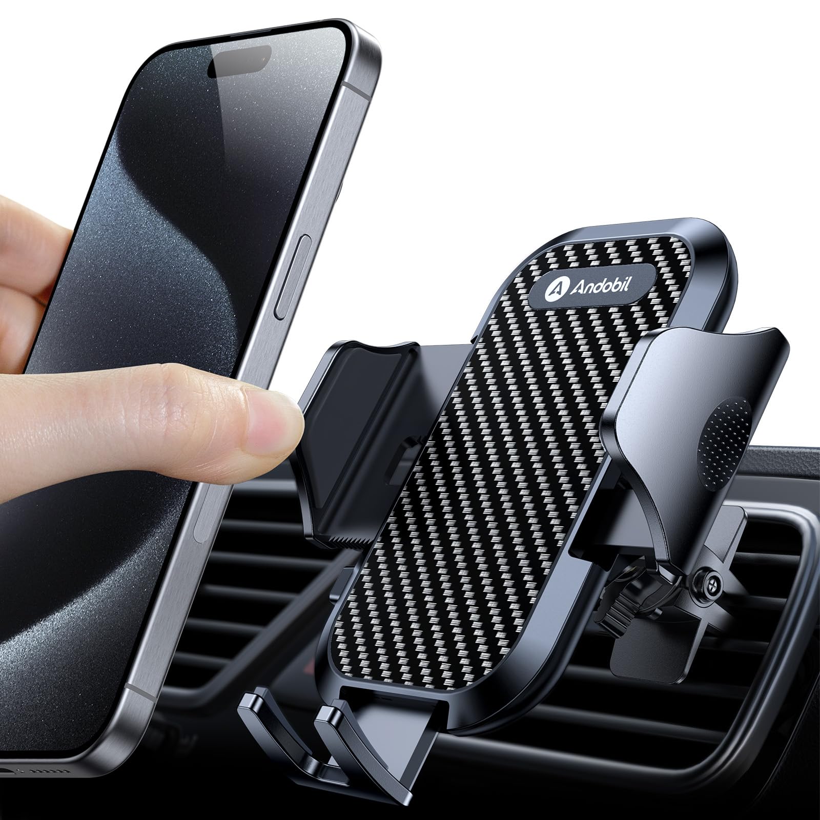 andobil Car Phone Holder Mount [The First Solidest & Most Stable Metal Clip] Phone Holders for Your Car Vent Cell Phone Holder Car Fit for iPhone 16 Pro Max 15 14 13 12 Pro Max & All Cell Phones