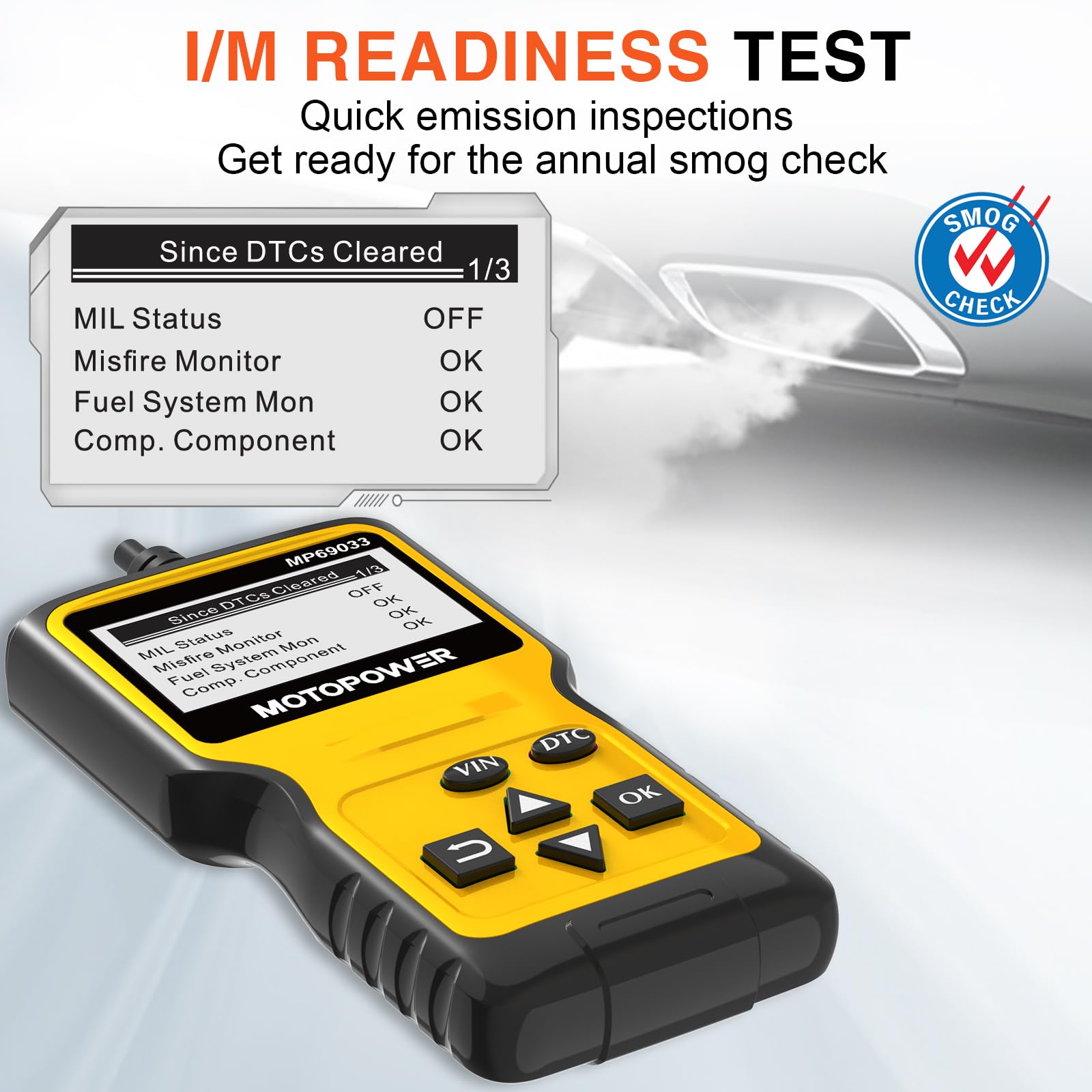 MOTOPOWER MP69033 Car OBD2 Scanner Code Reader Engine Fault Scanner CAN Diagnostic Scan Tool for All OBD II Protocol Cars Since 1996, Yellow