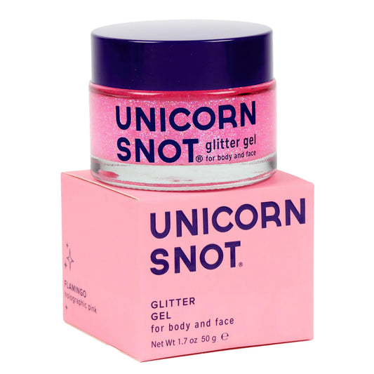 Unicorn Snot Face & Body Glitter Gel - Cosmetic-Grade Holographic Glitter - Stocking Stuffers for Women, Gifts for Teen Girls - Safe and Easy Application & Removal - Pink Glitter, 1.7oz (Flamingo)