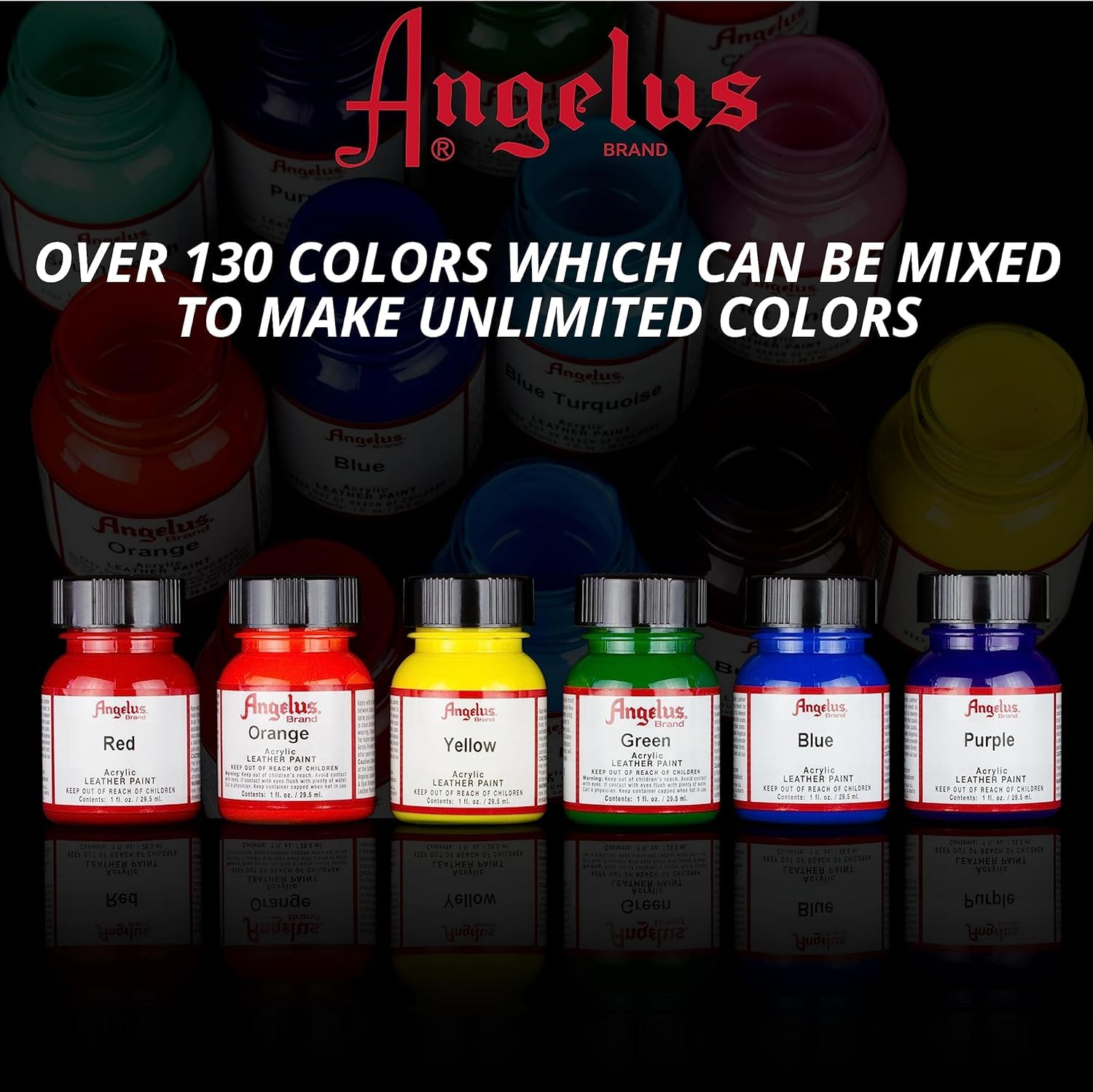 Angelus Acrylic Leather Paint For Shoes, Sneakers, Leather, Canvas, Furniture, and More - 1 Fl Oz, Black