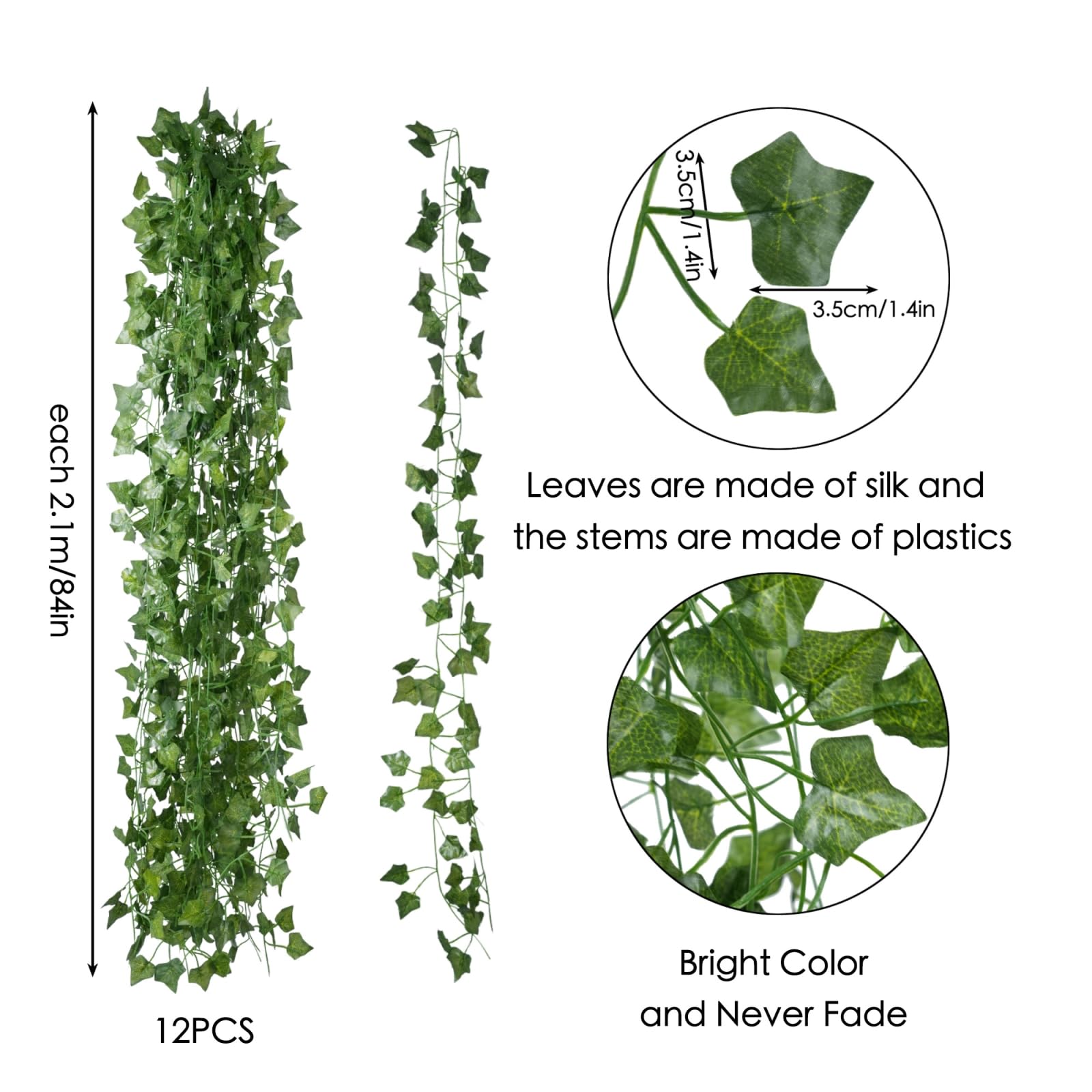 Freyalife Fake Vines for Room Decor(12 Pack 84 Feet) Aesthetic Artificial Plant Ivy Leaves Hanging Greenery Garlands for Home Bedroom Wall Wedding Christmas Party Office Patio Outdoor Garden Décor