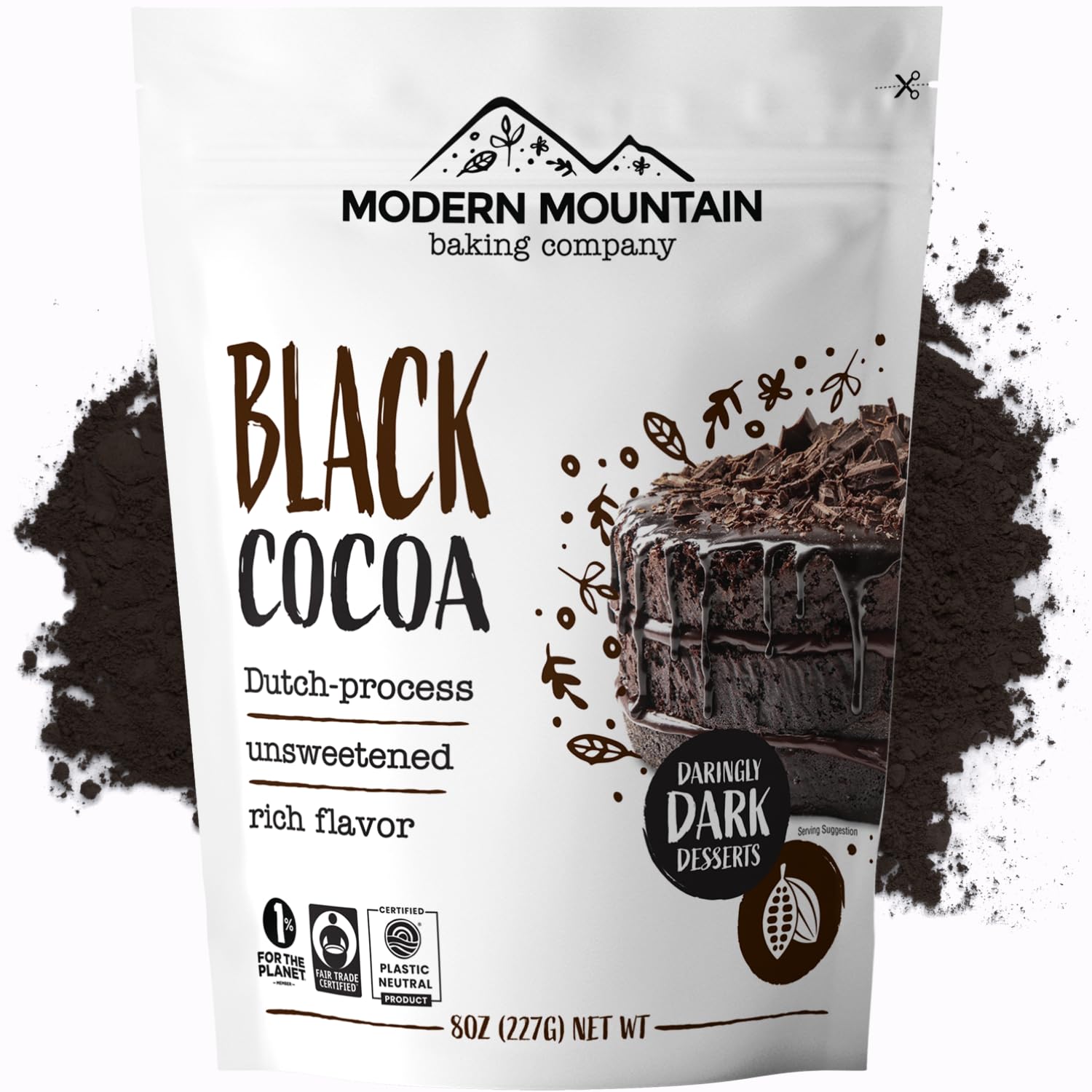 Black Cocoa Powder (8 oz) Bake the Darkest Chocolate Baked Goods, Achieve Rich Chocolate Flavor, Natural Substitute for Black Food Coloring, Dutch-Processed Cocoa Powder, Unsweetened, Extra Dark, Fair Trade Certified