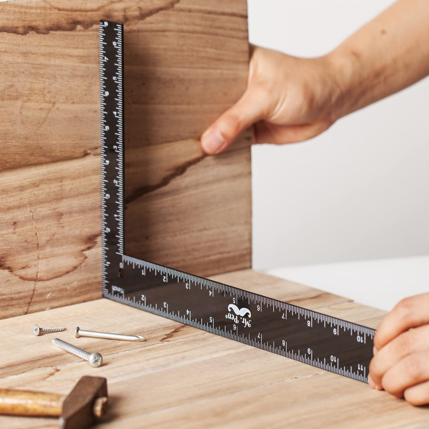 Mr. Pen- Carpenter Square, Framing Square, 8 inch x 12 inch , Carpenters Square , Right Angle Ruler, Framing Tools, L Shape Ruler, Metal Square, Steel Square