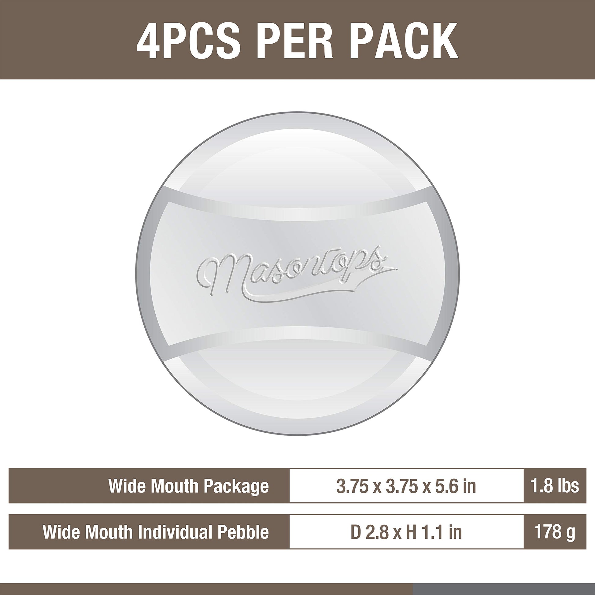 Masontops Pickle Pebble Glass Infinity Weights for Fermenting - Pickling Weight Set - Wide Mouth Mason Jar Fermentation