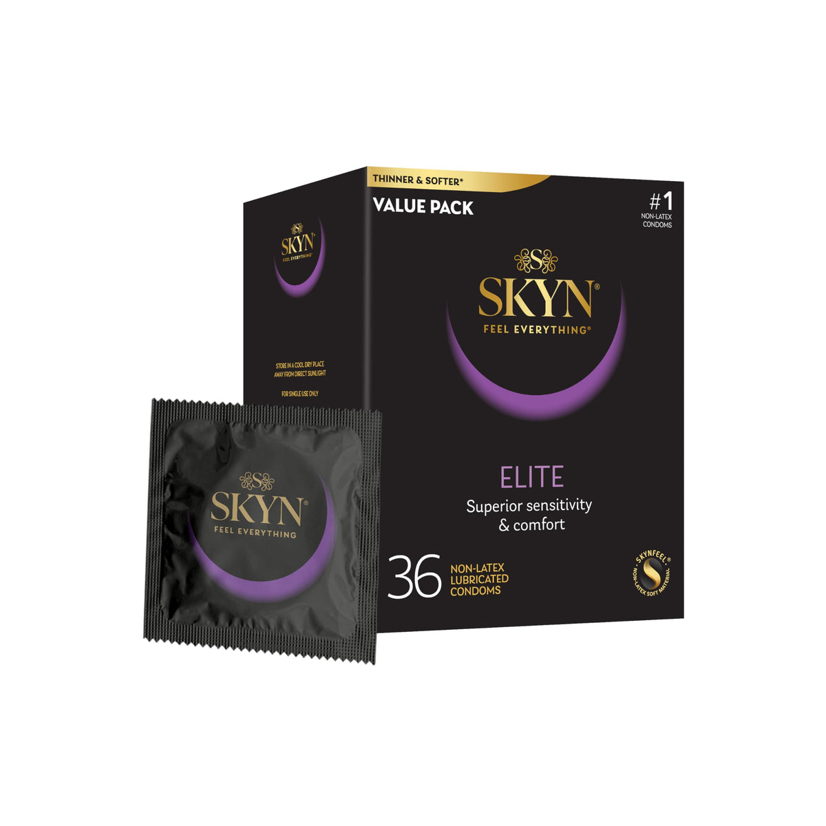 SKYN Elite - 36 قطعة - واقيات ذكرية فائقة الرقة وخالية من اللاتكس ومزلّقة