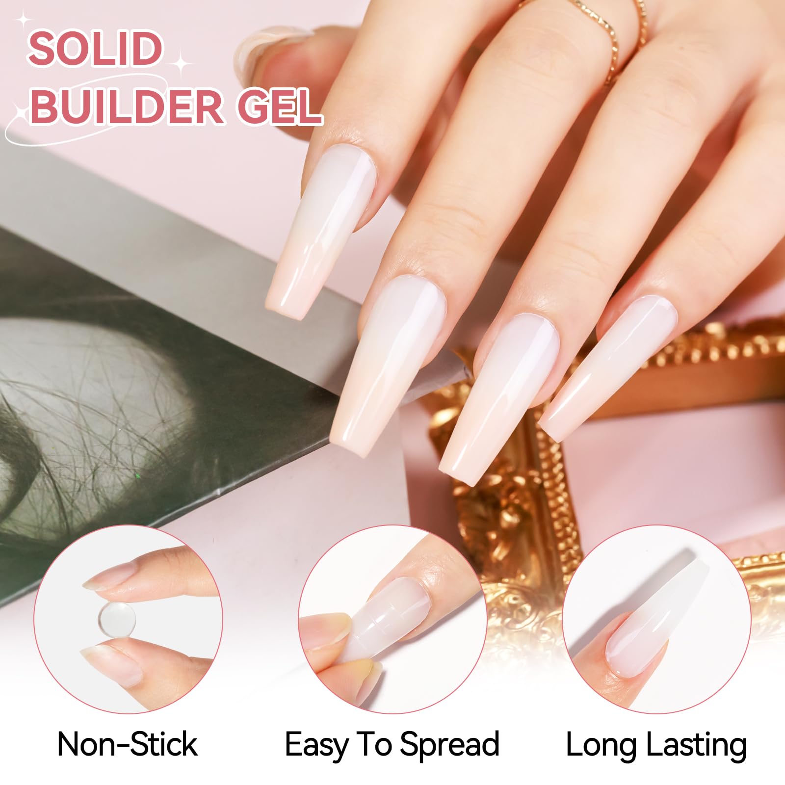SUPWEE 3D Nail Art Gel Clear and White Solid Builder Gel for Nails Non-Stick Hand Sculpture Hard Gels with Dual Form for Carving Patterns Decoration Nail Art Home Manicure DIY for Women