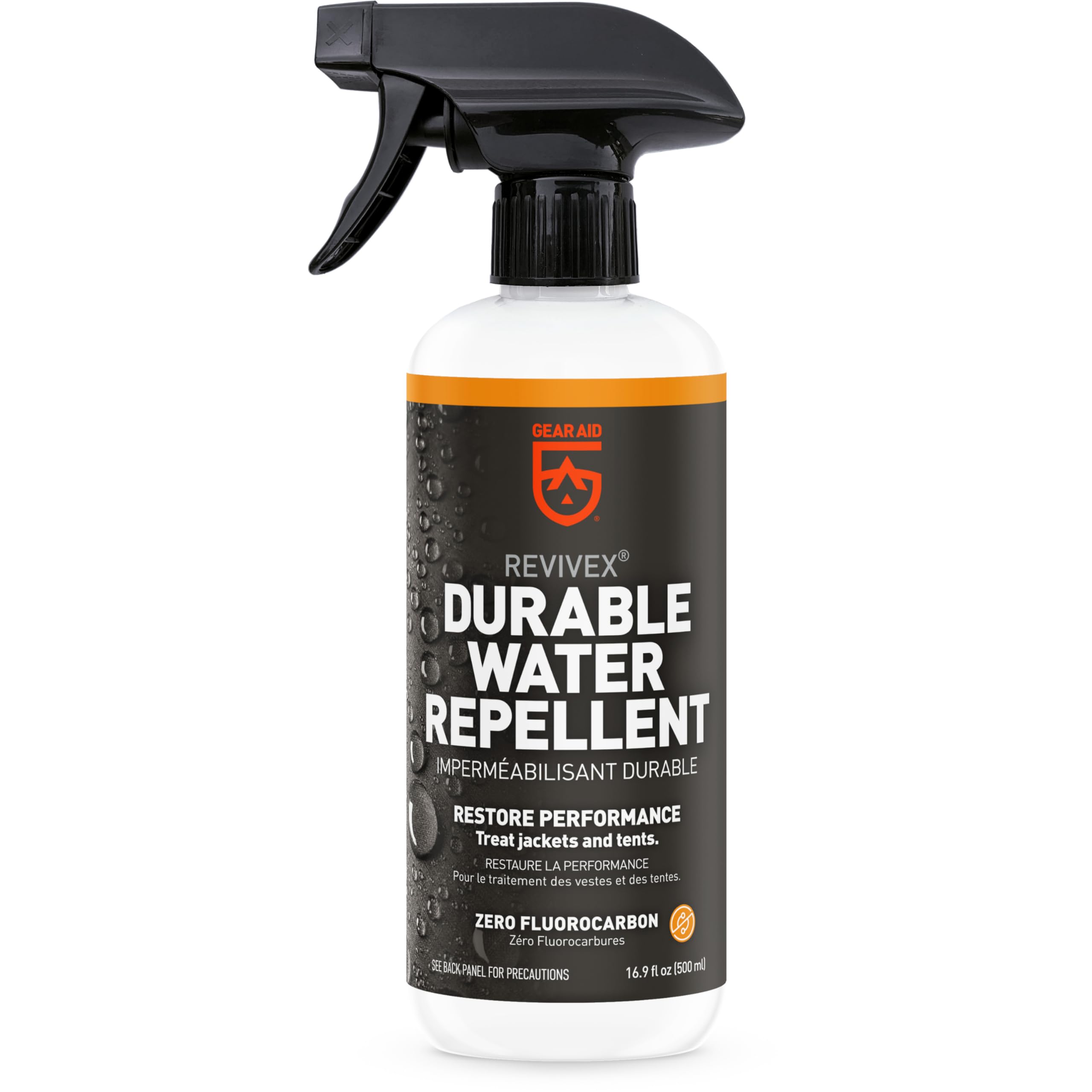 GEAR AID Revivex Dauerhaft wasserabweisendes (DWR) Spray zur Imprägnierung, Wiederherstellung der Leistung von Nylonjacken, Gore-TEX, Paddel- und Campingausrüstung, Nicht-Aerosol 500 ml