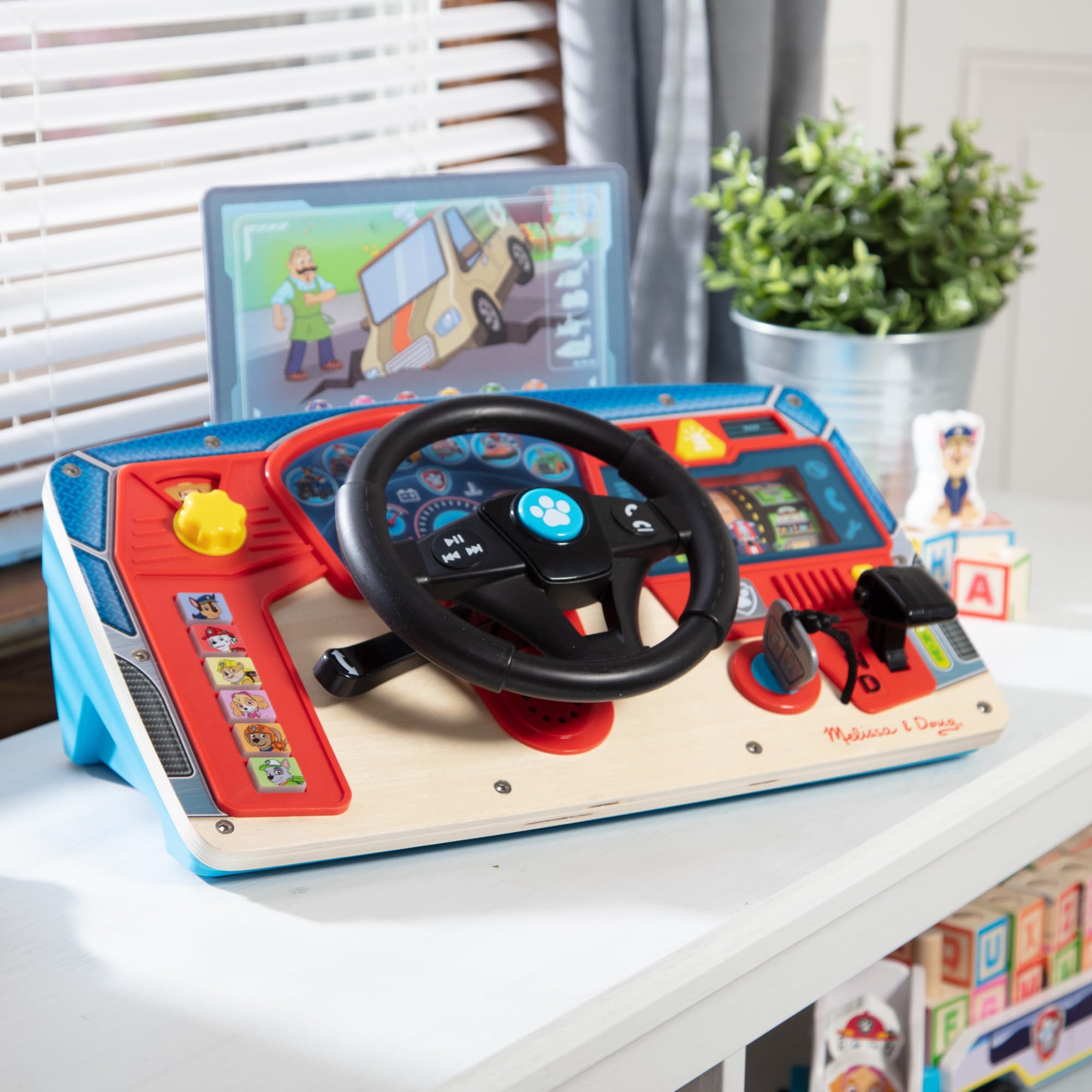 Melissa & Doug PAW Patrol Rescue Mission Wooden Dashboard - Kids Activity Board, Toddler Sensory Toys, Pretend Play Driving Toy, Paw Patrol Toys for Kids Ages 3+