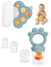 LOTBILL Baby Breastmilk Popsicle Molds & Fruit Food Feeder Pacifier, Silicone Baby Food Storage Containers, Baby Popsicle Molds Teething for Toddler Teething & Infant Self Feeding (Blue)