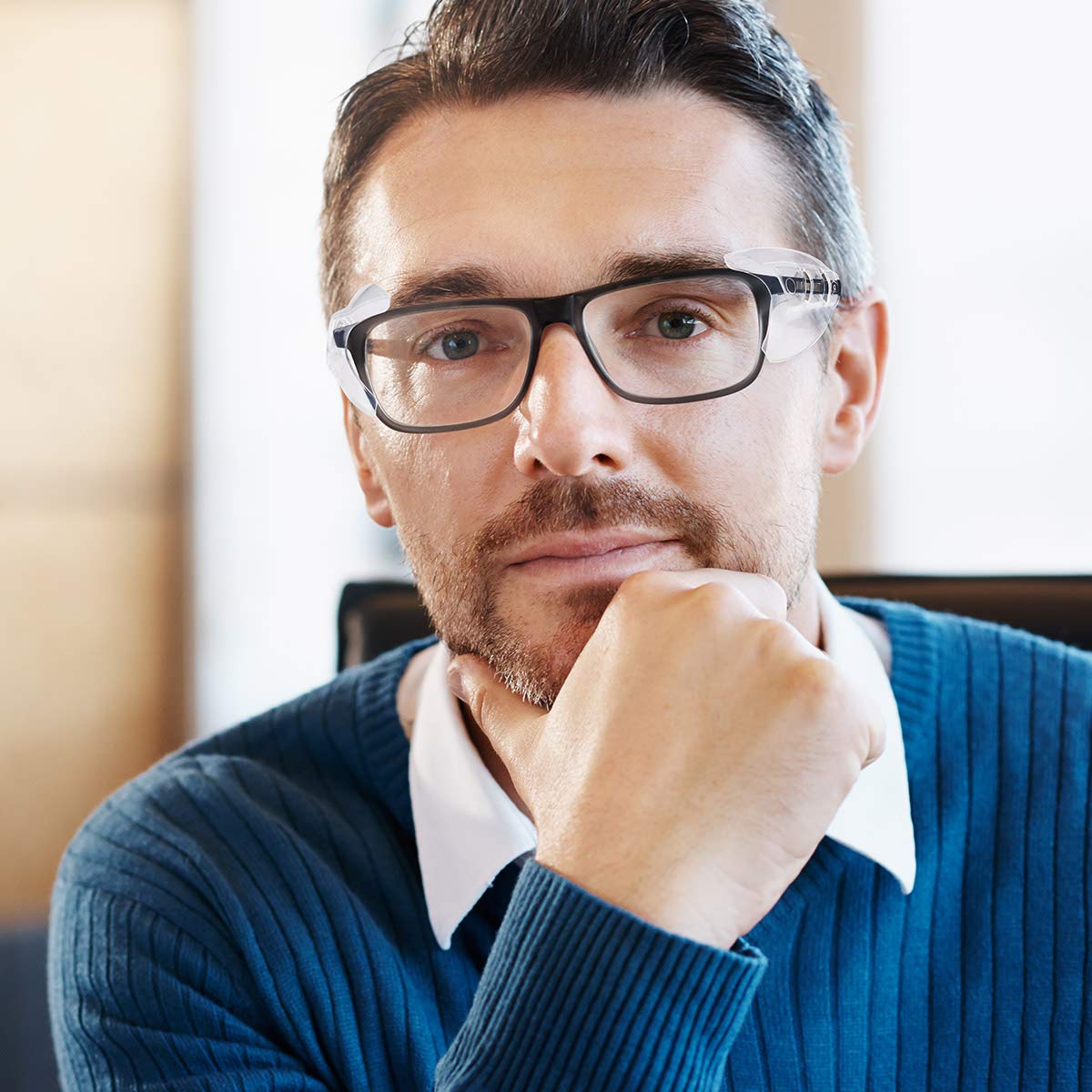 MELASA 2 Pairs Side Shields for Prescription Glasses, Safety Glasses Eye Protection, Slip on Fits Most Small to Large Eyeglasses