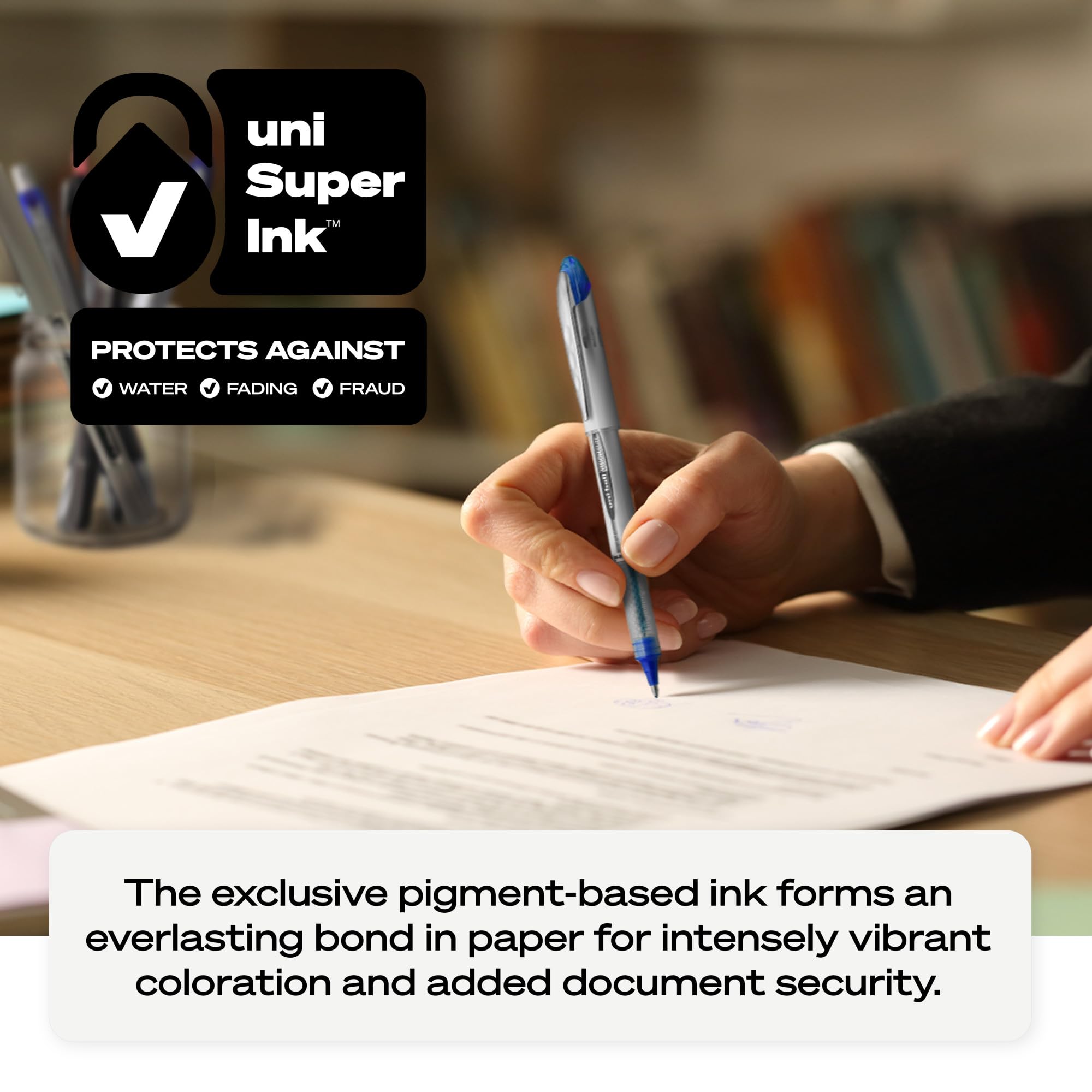 uni-ball Vision Elite Rollerball Pens Fine Point Micro Tip, 0.5mm, Black, 12 Pack