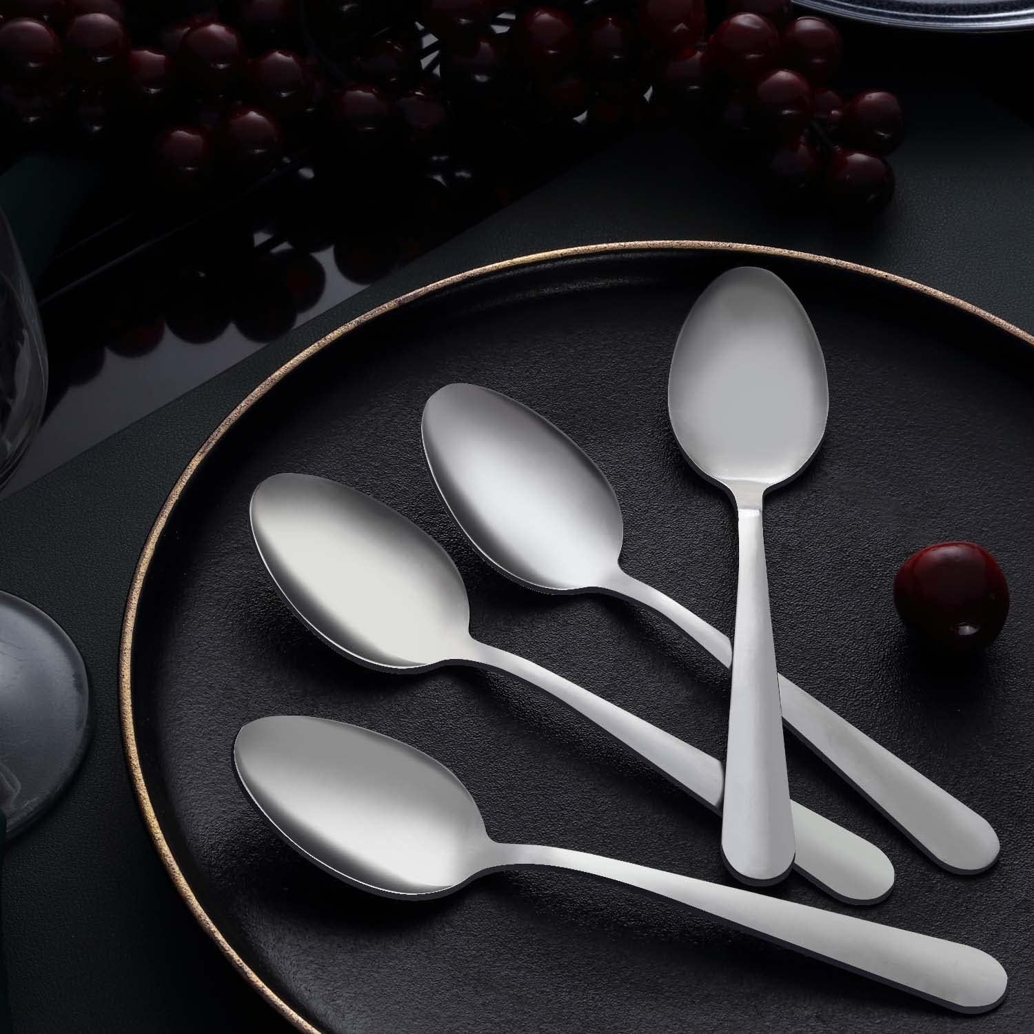 24-Piece Dinner Spoons Set (6.7 inch), Unokit Stainless Steel Spoons silverware, Dessert Spoon, Tablespoon, Silverware Spoons Only for Home, Kitchen or Restaurant - Mirror Polished, Dishwasher Safe