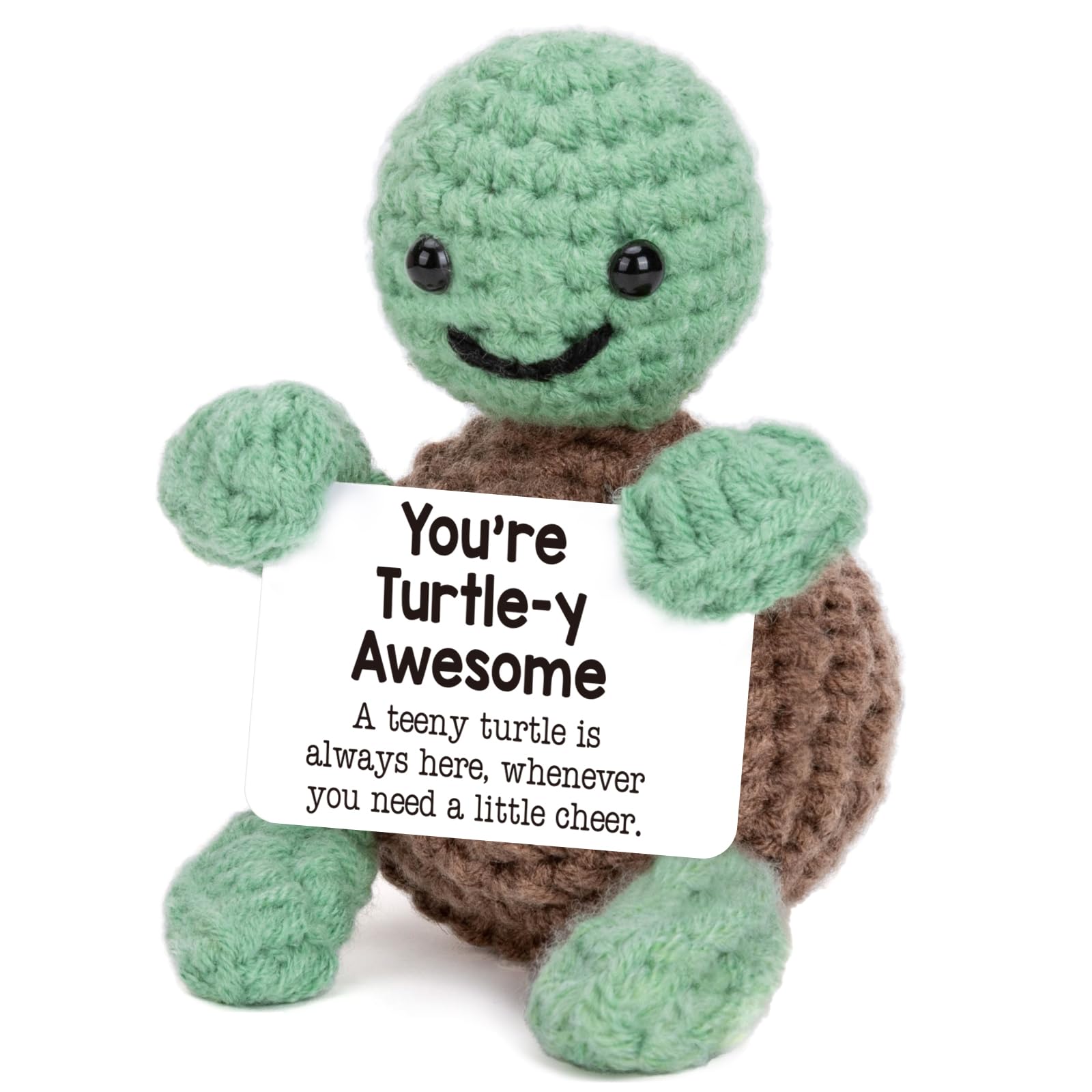 Mini Funny Turtle Birthday Gifts for Women Men Christmas, Thanksgiving Bosses Day Retirement Gift, Inspirational Small Animals Cute Stuff Things, Handmade Emotional Positive Crochet Turtle Decorations