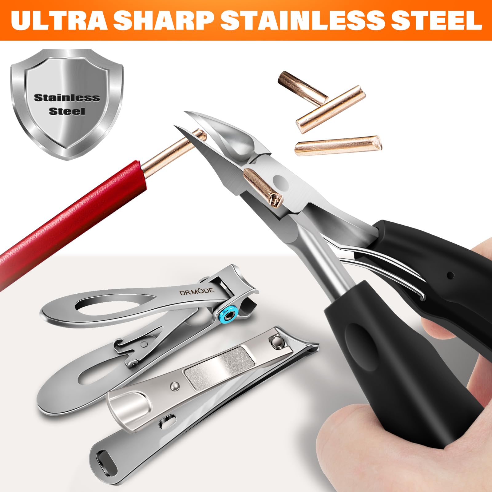 Toenail Clippers for Seniors Thick Toenails, Large Toe Nail Clippers for Men Thick Nails with Wide Opening, Sharp Heavy Duty Ingrown Toenail Clippers Nail Cutter Long Handle with Slanted Curved Blade