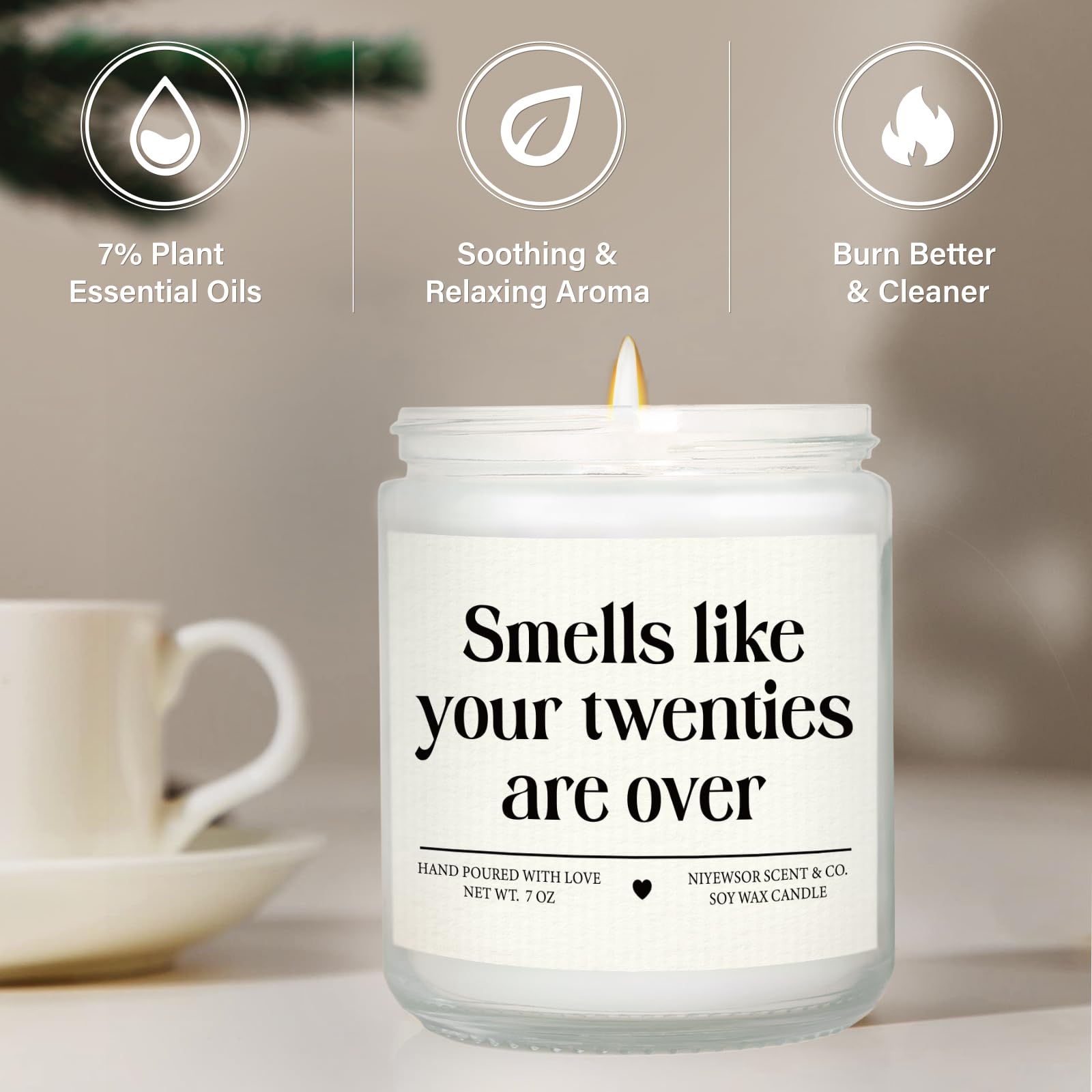 Niyewsor 30th Birthday Gifts for Women Men, Thirty Birthday Candle, 1995 30th Birthday Decorations for Her Him, 30 Year Old Bday Gifts for Friend, Sister, Wife, Husband, Handmade, 7oz