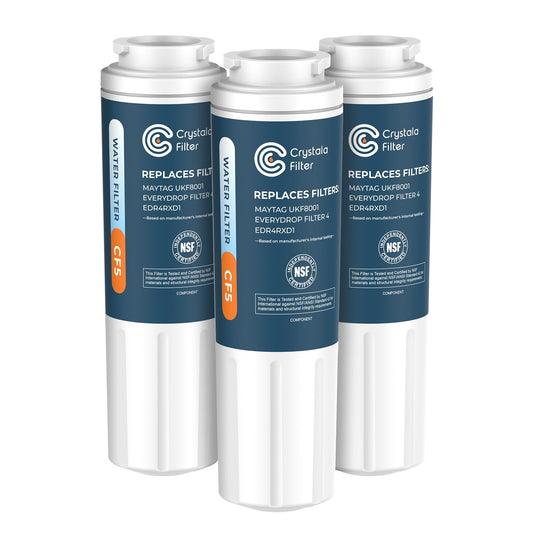 Crystala Filters UKF8001 Compatible with Everydrop Filter 4, EDR4RXD1, Whirlpool Refrigerator Water Filter 4, 4396395, Maytag UKF8001AXX, UKF8001AXX-750, 46-9006, Puriclean II, PH21500, Pack of 3