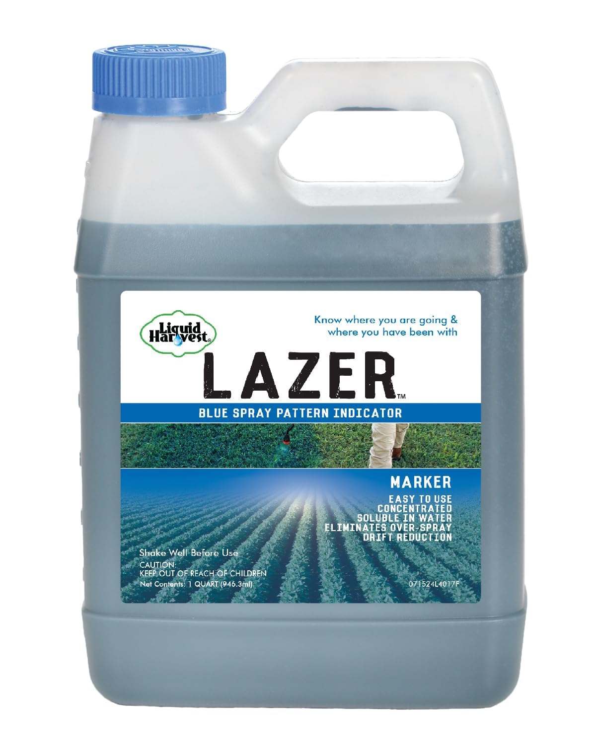 Liquid Harvest Lazer Blue – 946 ml – Konzentrierter Sprühindikator – Perfekt zum Markieren von Unkraut/Düngemittel, als Rasenmarkierung und als blauer Herbizidmarker