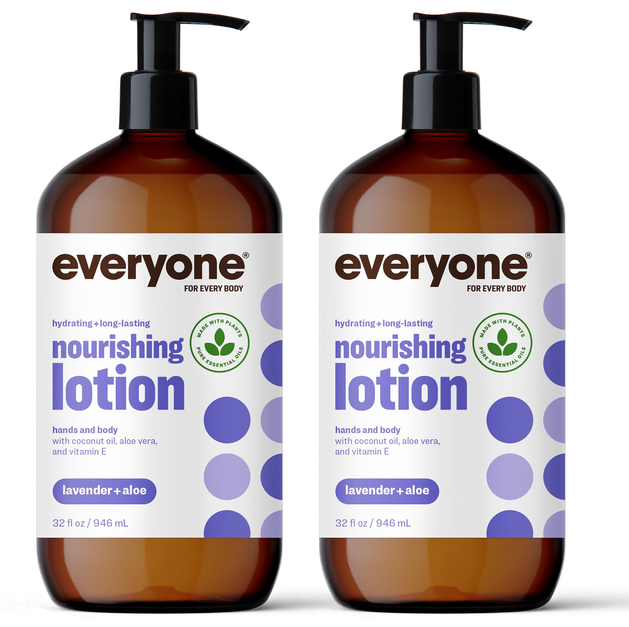 Everyone 2-in-1 Lotion für Hände/Körper, 960 ml (2er-Pack) Lavendel und Aloe mit ätherischen Ölen für Männer und Frauen