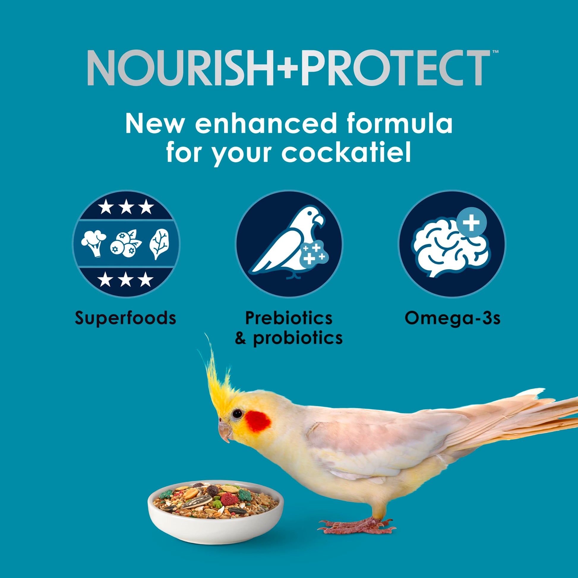 Kaytee Forti-Diet Pro Health Nourish+Protect Cockatiel Food, Comprehensive Nutrition Backed by Science, Digestive Health, Immune Support, 5 pounds
