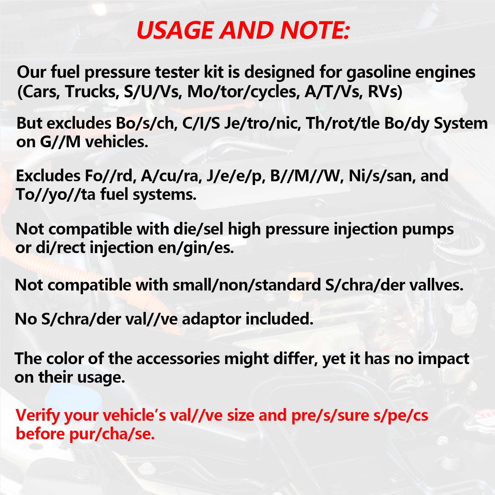 0-140PSI Fuel Pressure Tester Kit, Fuel Injector Injection Pump Pressure Gauge, Fuel Pump Pressure Tester Diagnostic Tool for Gasoline Cars, Trucks, Motorcycles and RVs