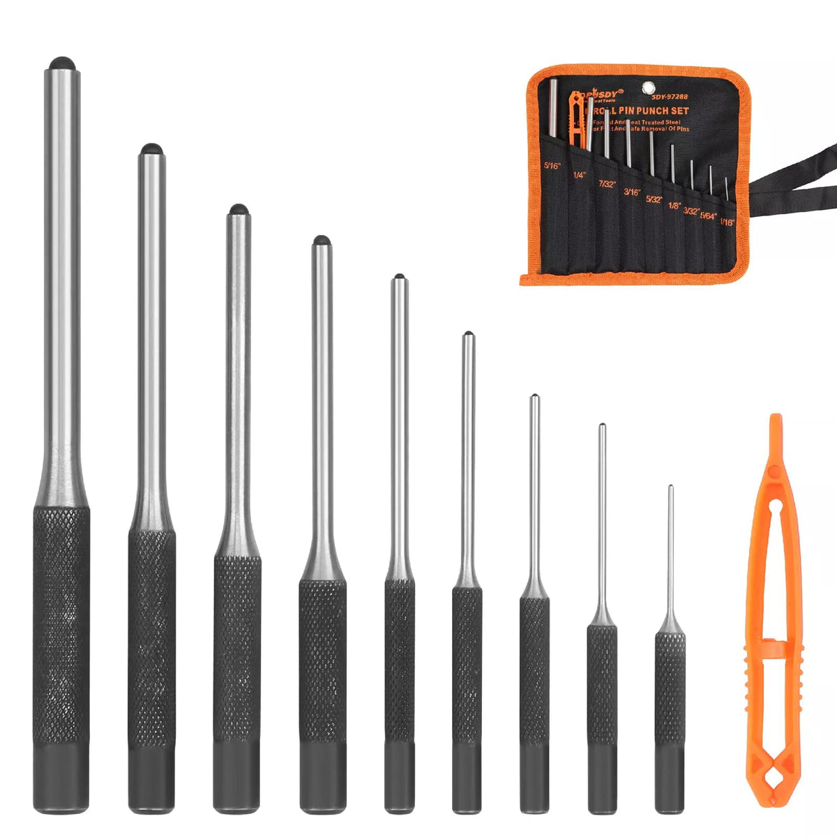 9 Pieces Roll Pin Punch Set, HORUSDY Removing Repair Tool with Holder for Automotive, Watch Repair,Jewelry and Craft