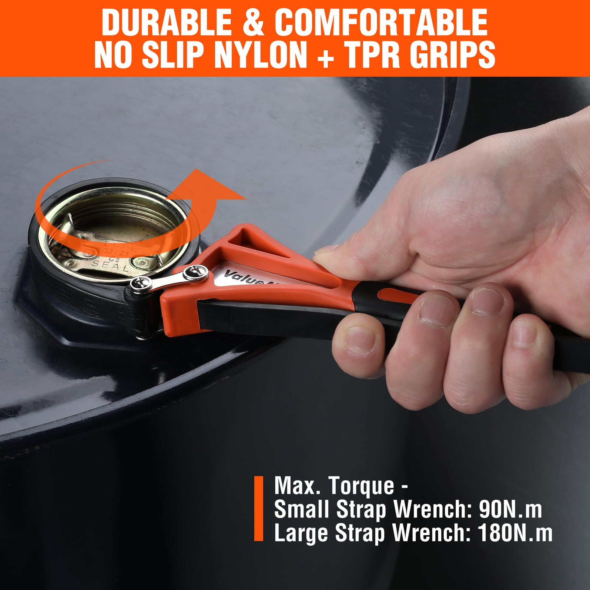 ValueMax 2-piece Strap Wrench Set, Adjustable Oil Filter Wrench with Max Diameter 4" (Small) and 6"(Large) for Shower Head Water Filter, Jar Opener Set