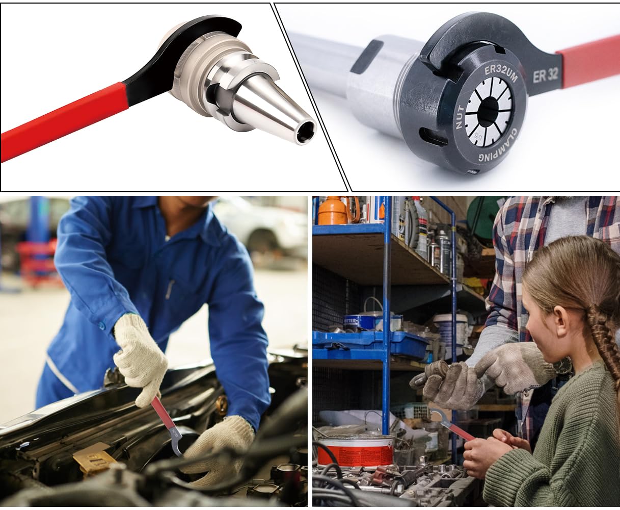 Mdvora 6pcs Coilover Spanner Wrench Set, C-Shape Shock Spanner Hook Wrench Tools, for Suspension System and Shock Adjustment