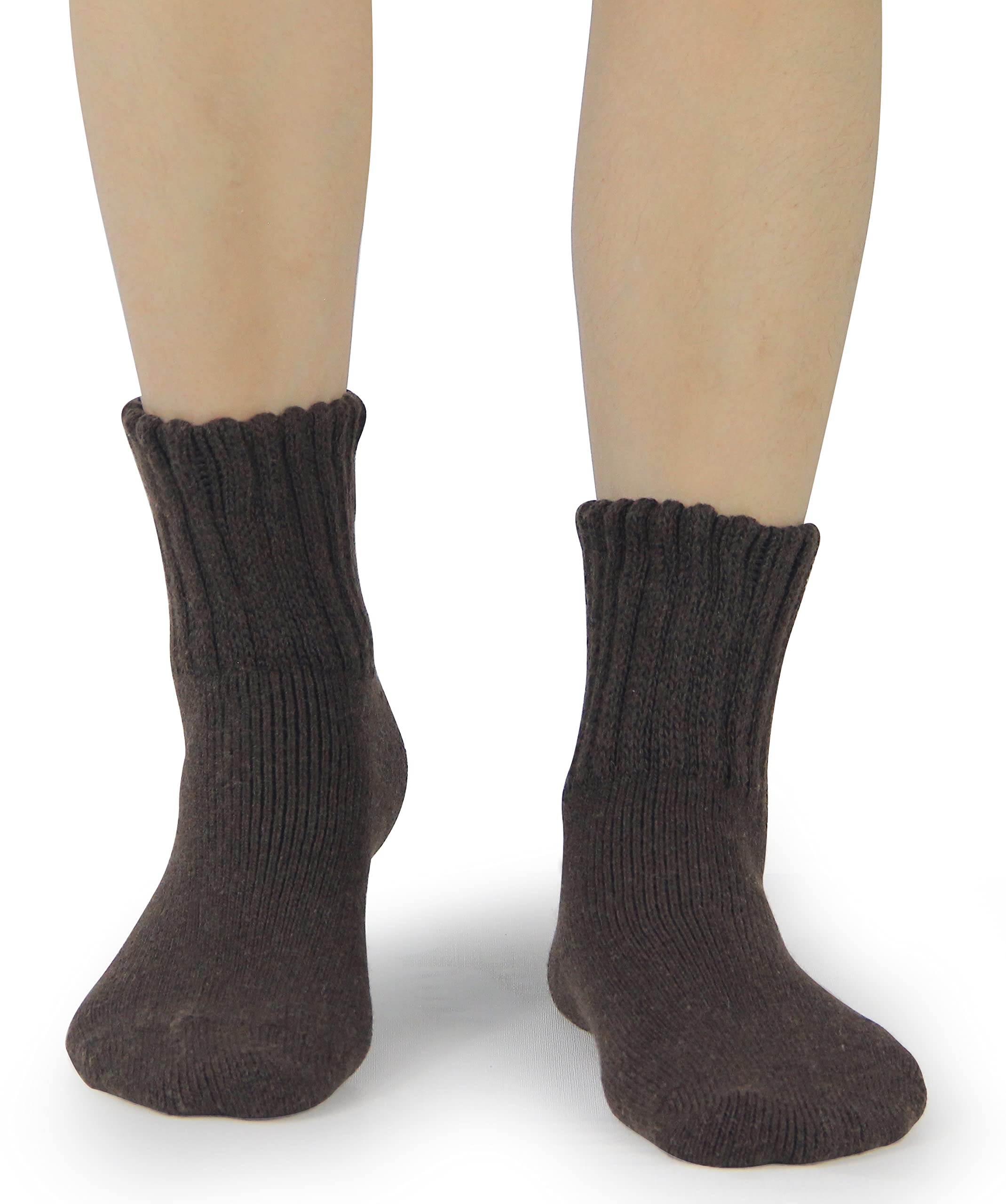 BenSorts Women Warm Solid Socks Thick Ladies Warm Cozy Crew Socks for Female Dark Light Brown Beige 3 Pairs Pack