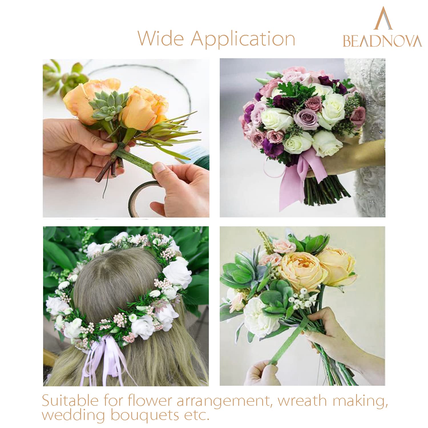 BEADNOVA Floral Tape 1/2inch Flower Tape Dark Green Floral Tape for Bouquets Floral Arranging Stem Wrap Craft (Dark Green, 30yards)