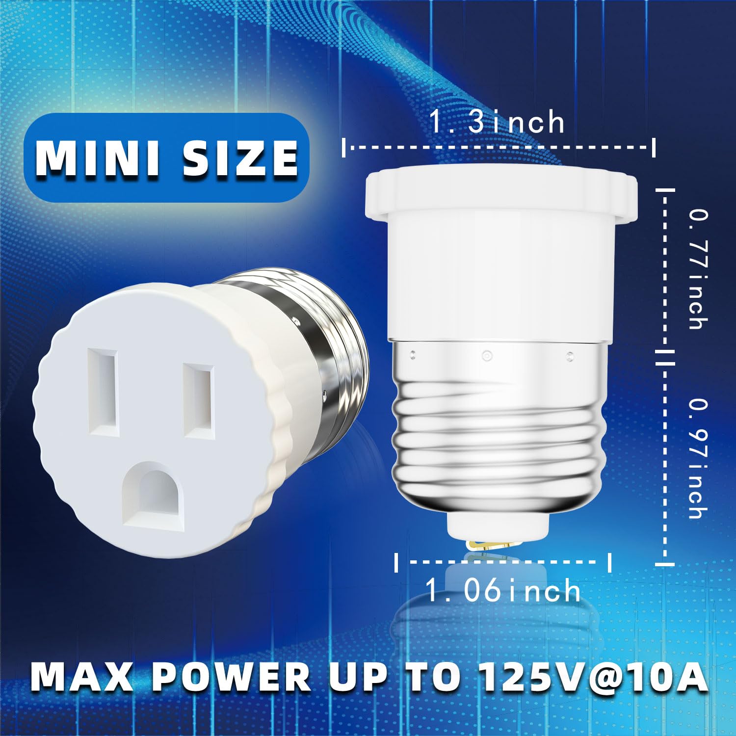 2 Pack, Light Socket to Plug Adapter, Convert Light Bulb Socket to Outlet Adapter (White).