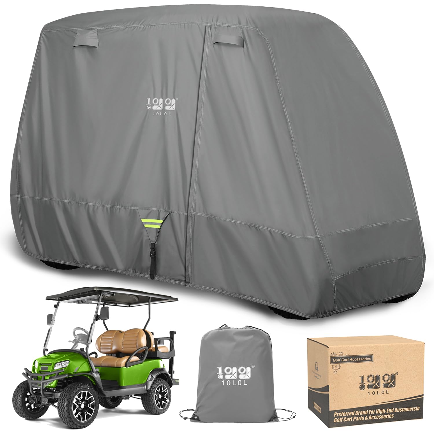 10L0L Heavy Duty Golf Cart Cover for Yamaha, EZGO, Club Car 2/4 Passengers Golf Cart, All Weather Outdoor Protection Weatherproof
