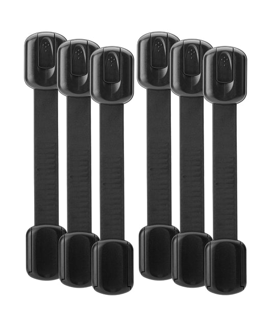 Bates- Child Safety Strap Locks, 6 Pack, Black Baby Cabinet Locks, Toilet Locks Baby Proof, Child Proof Drawer Locks, Cabinet Baby Locks for Cabinets, Child Proof Cabinet Locks, Drawer Child Locks