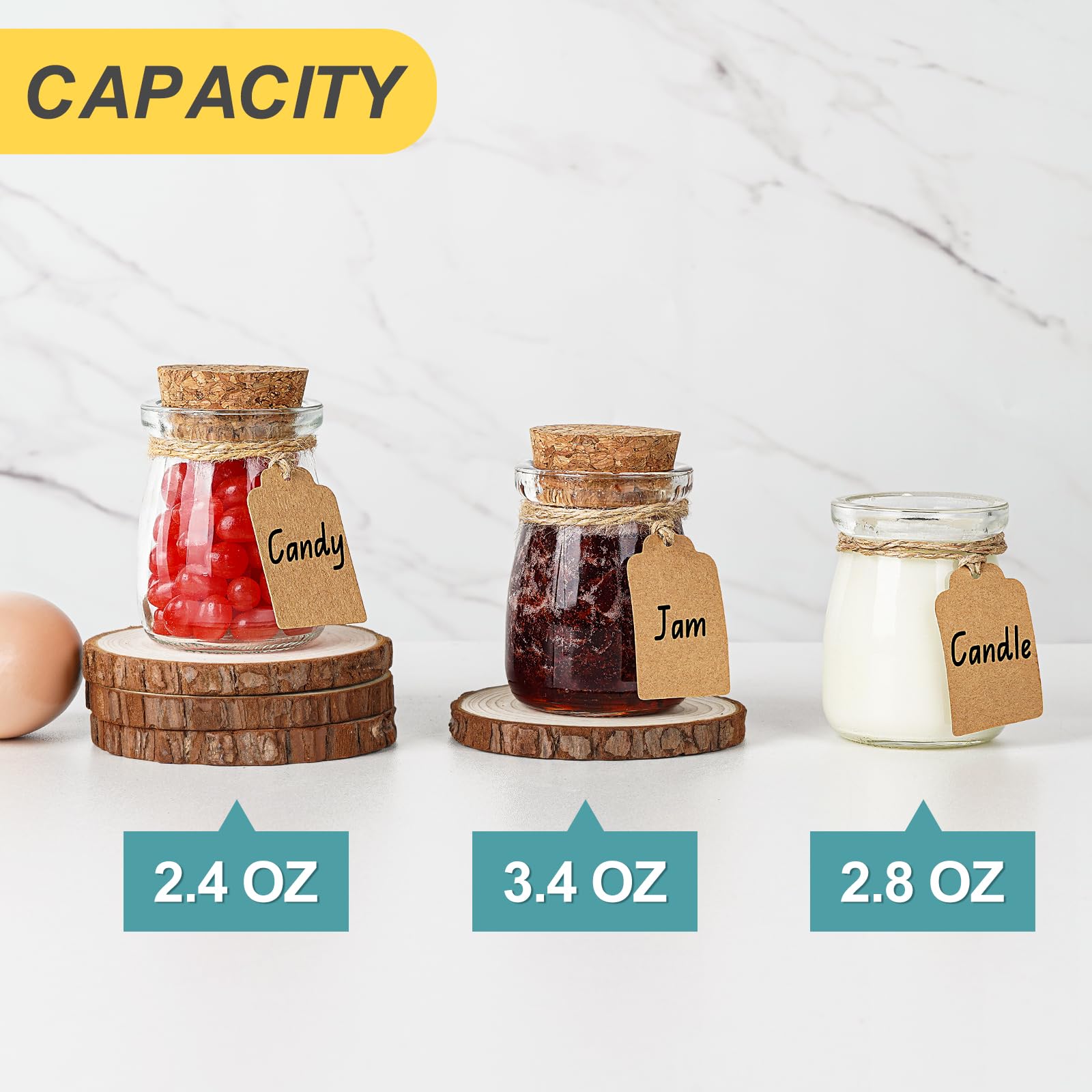 Ritayedet 40 Pack Glass Favor Jars with Cork Lid, 3.4 oz Small Glass Bottles for Wedding Favor, Baby Shower, Party Favor, Gift Jars for Candy, Bonus Twine and Labels