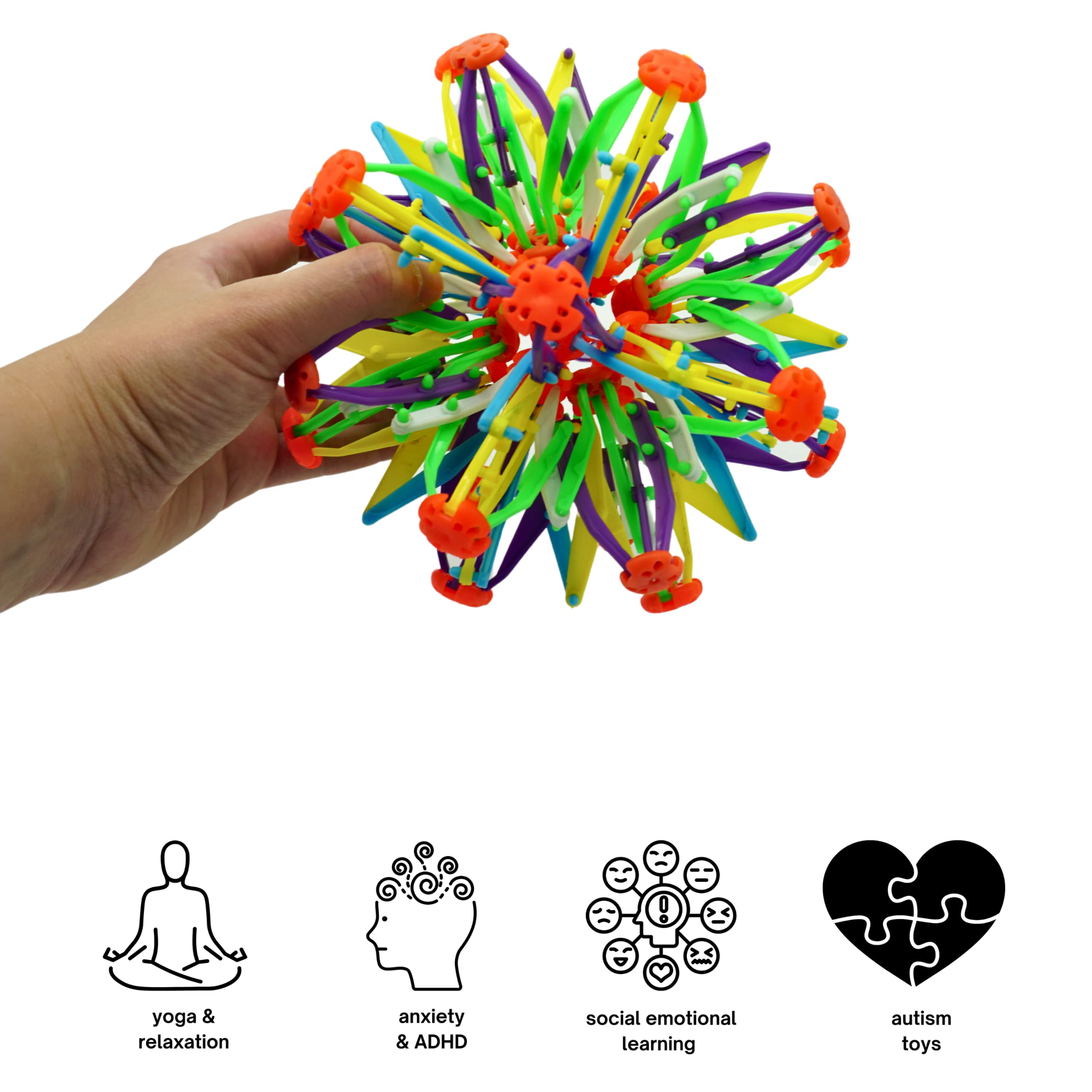 4E's Novelty y Expandable Breathing Ball Sphere - Breathing Visual, Fidget Toys Expands from 6 to 12" Expanding Sphere for Kids & Adult